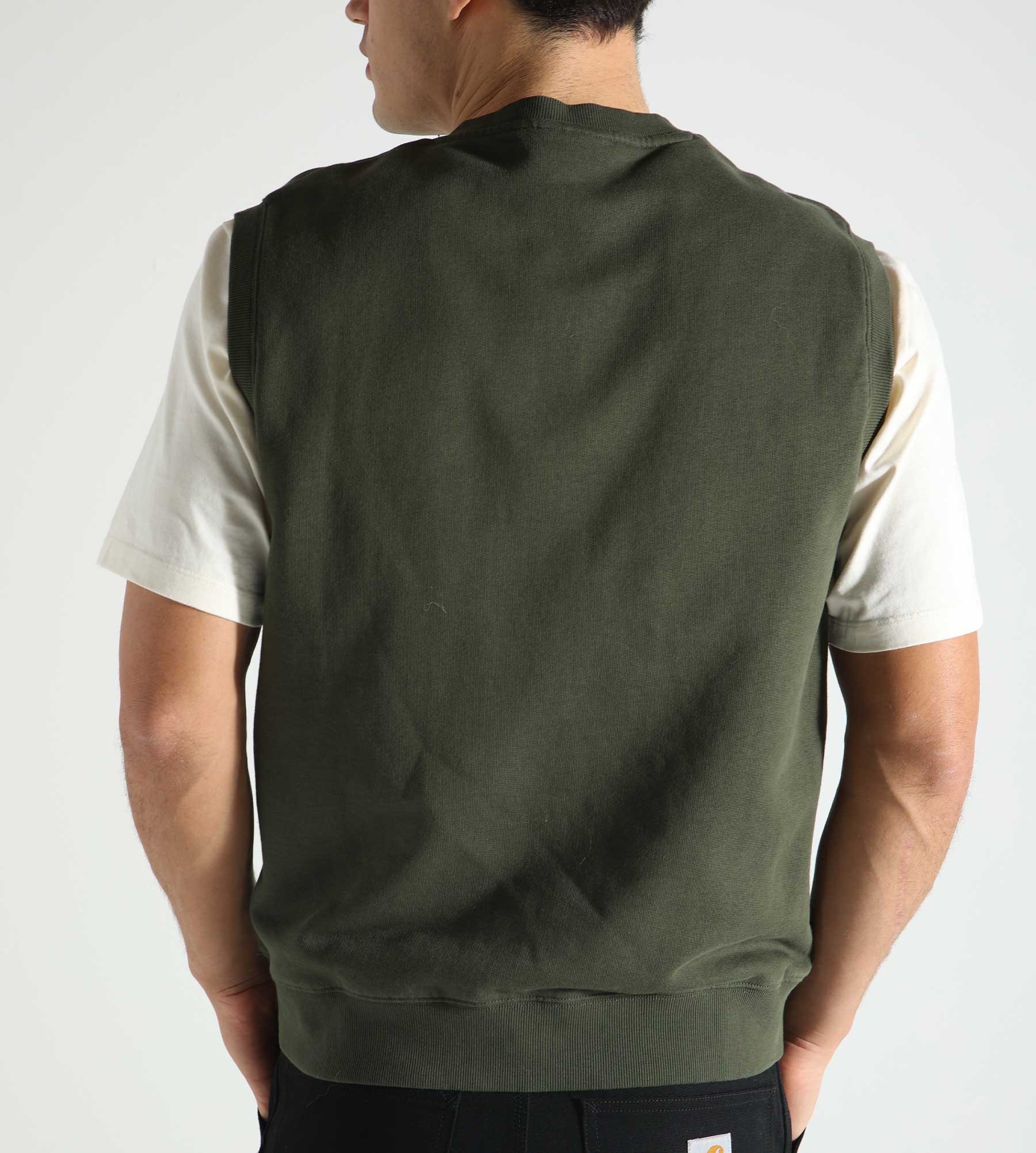 Carhartt WIP Script V-Neck Vest Sweat Office Green White