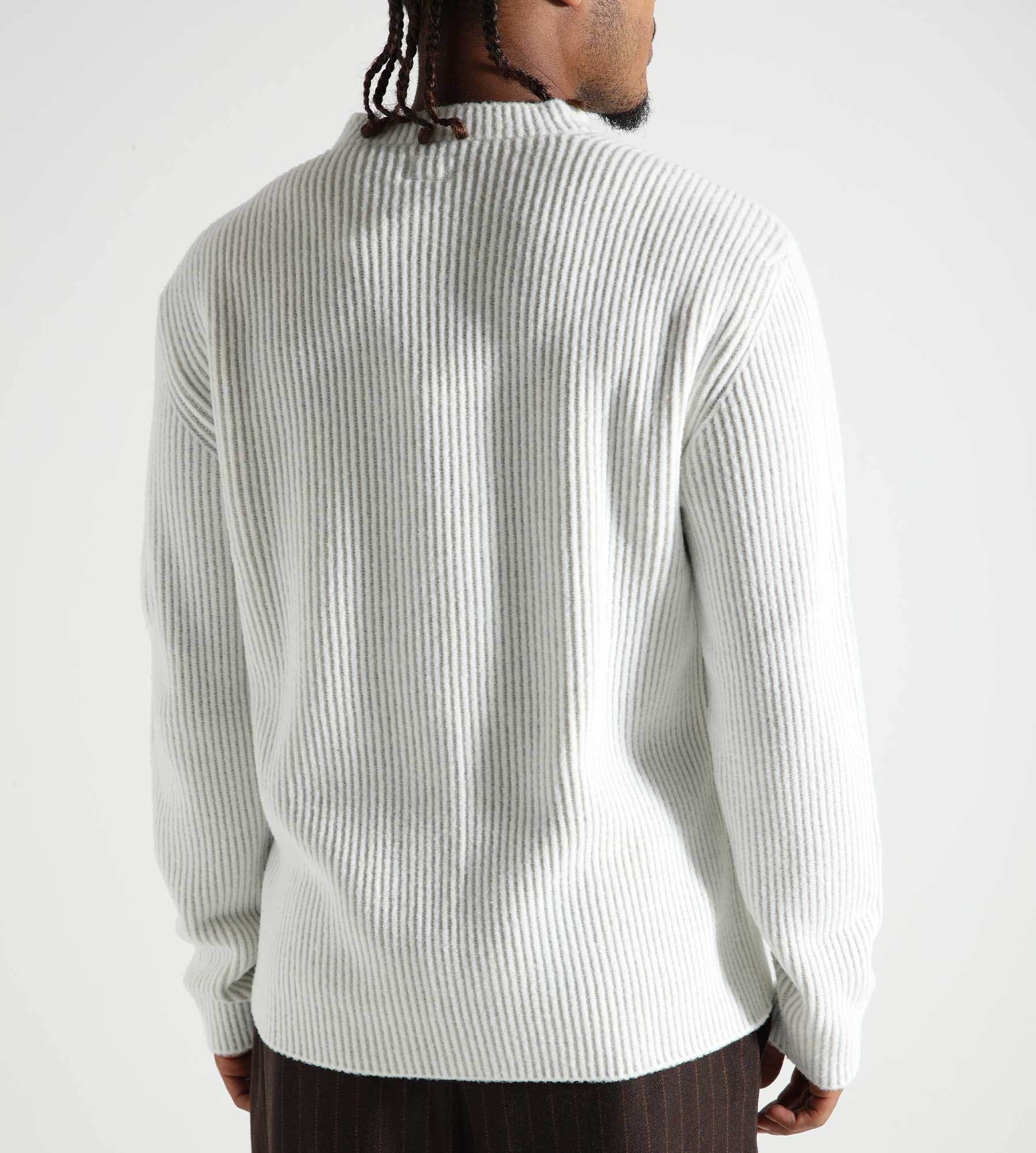 C.P. Company Knitwear Crew Neck In Fleece Knit White Melange