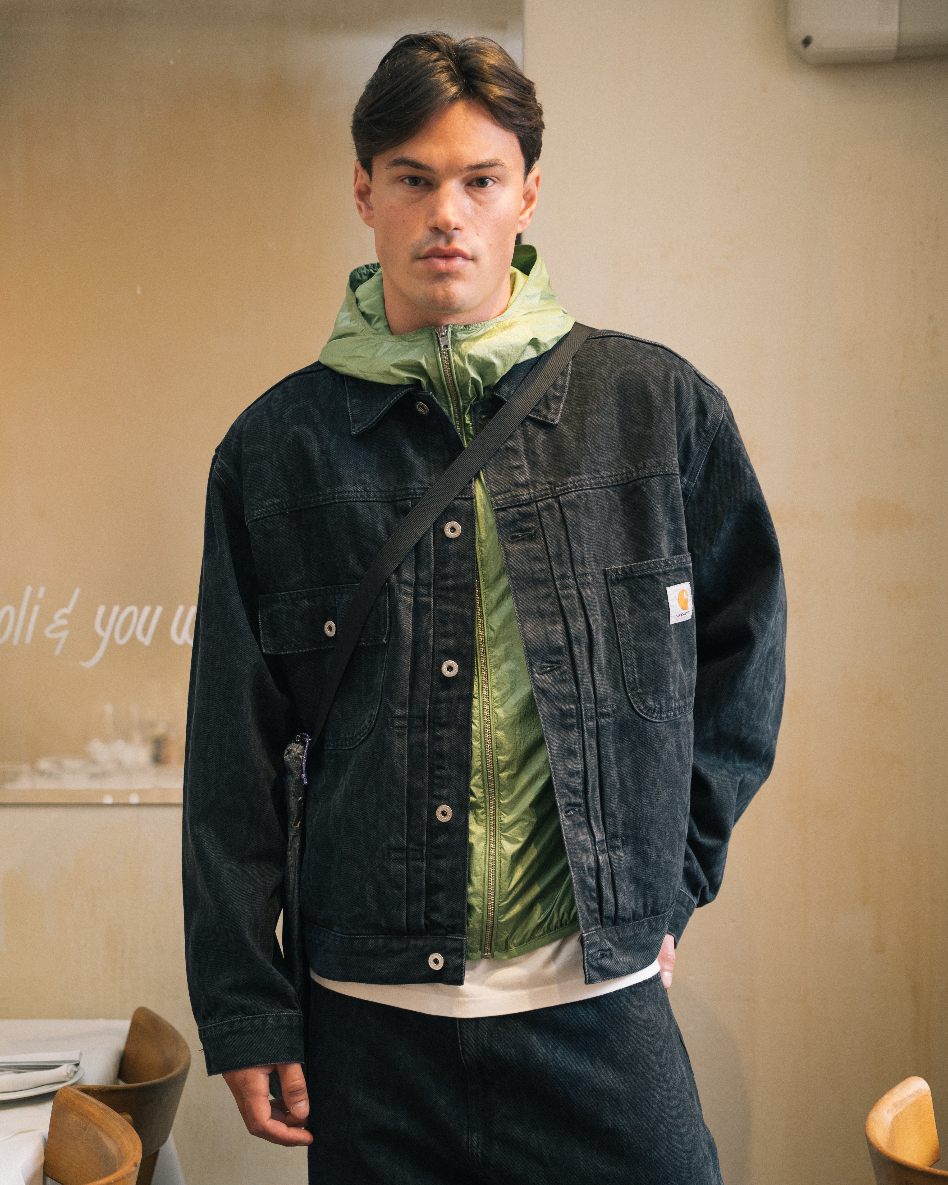 Carhartt WIP Belmar Jacket Snake Camo Black Heavy Stone Wash