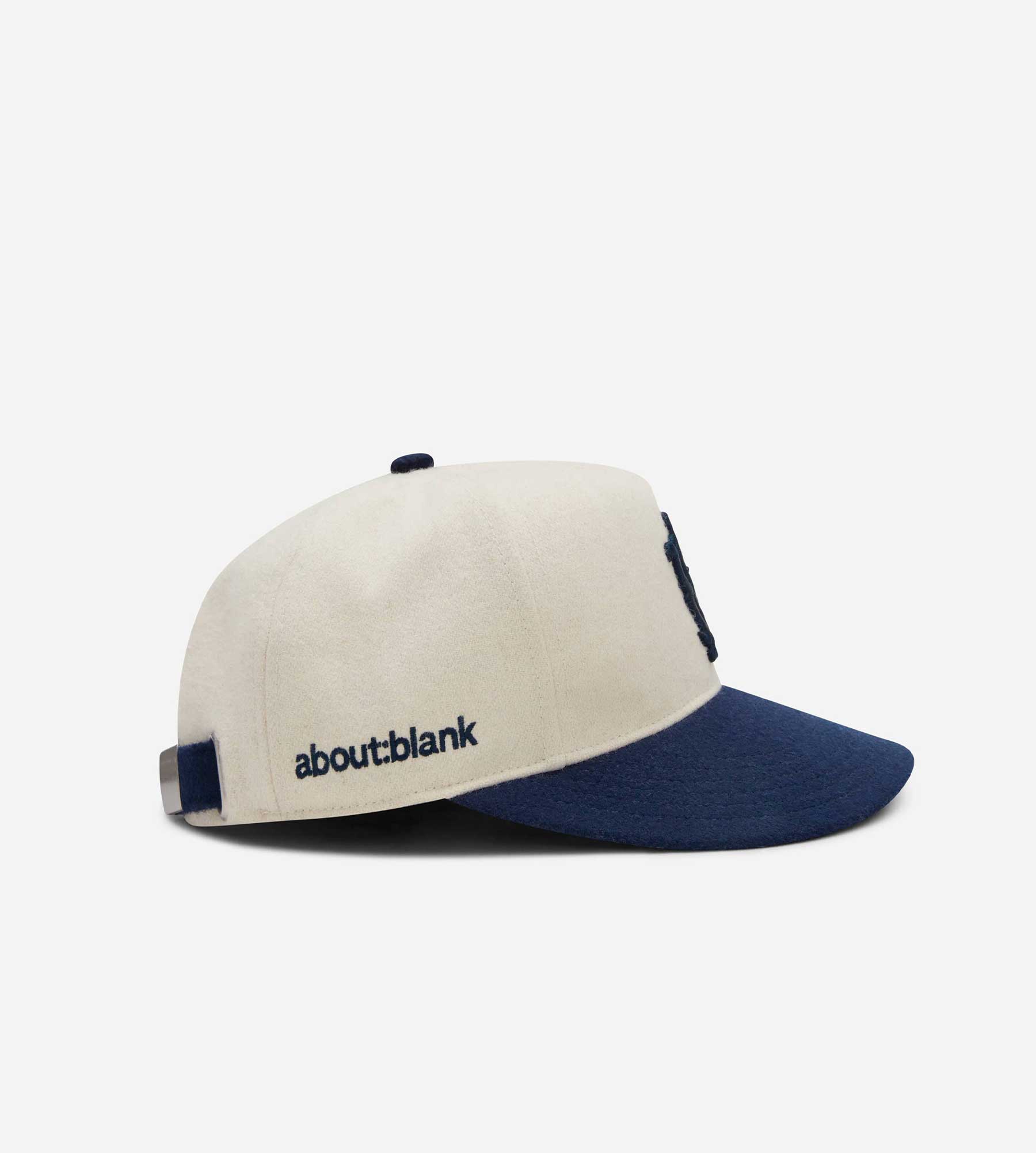 about:blank Monogram Contrast Cap Wool Mix Ecru Navy
