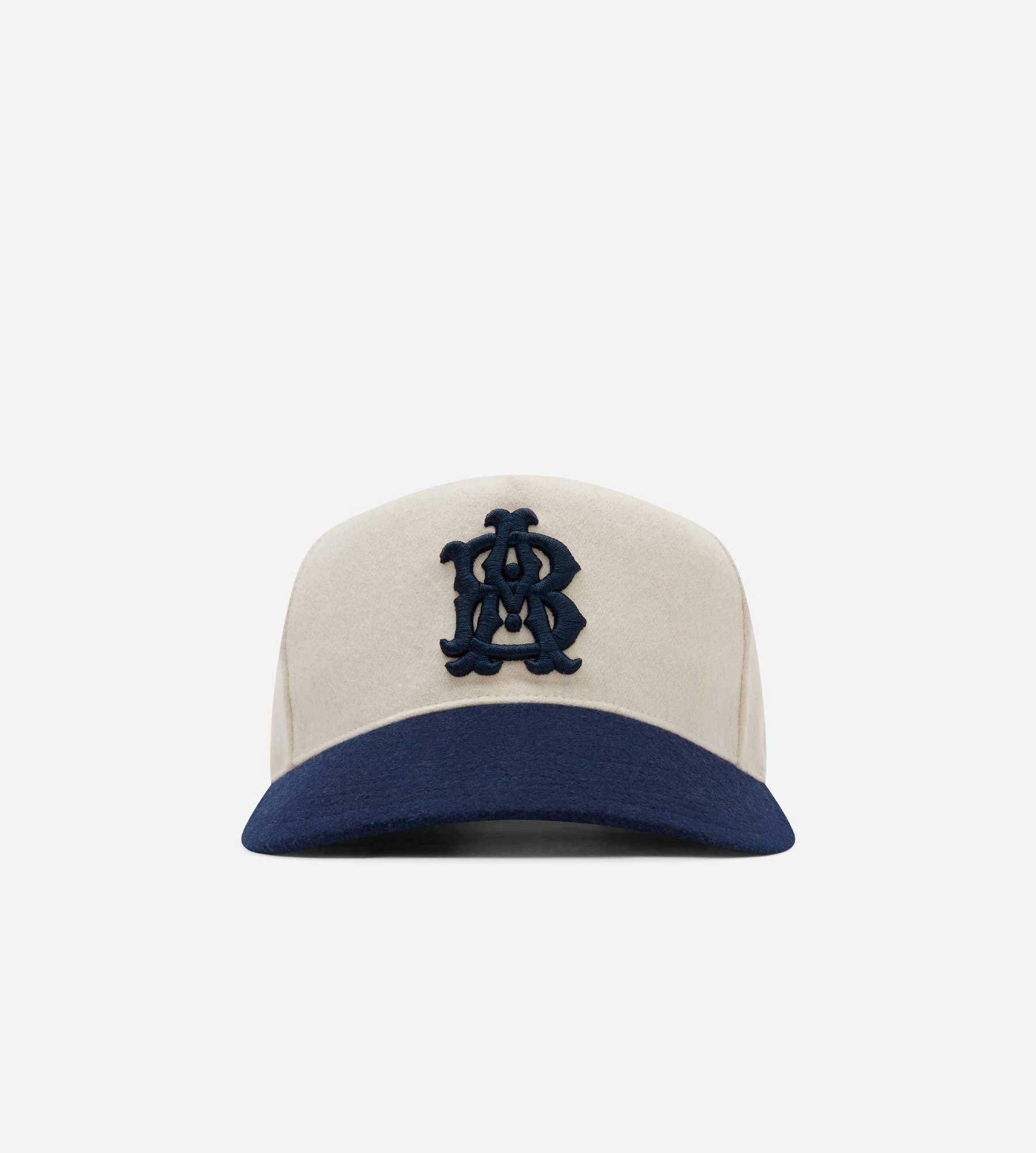 about:blank Monogram Contrast Cap Wool Mix Ecru Navy