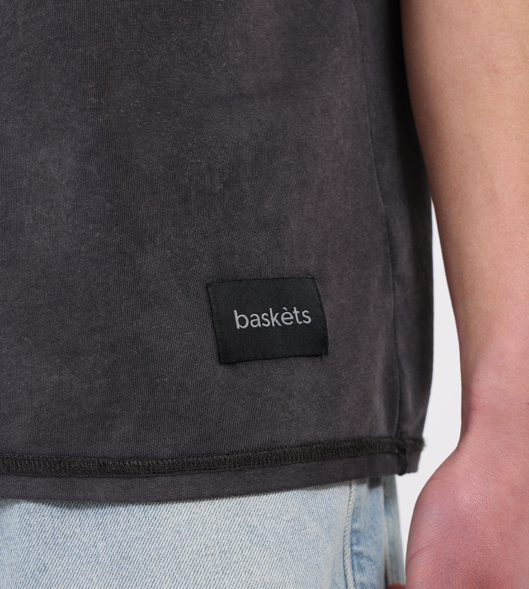 Baskèts Reversed Garment Dye Tee Graphite - Baskèts - Clothing