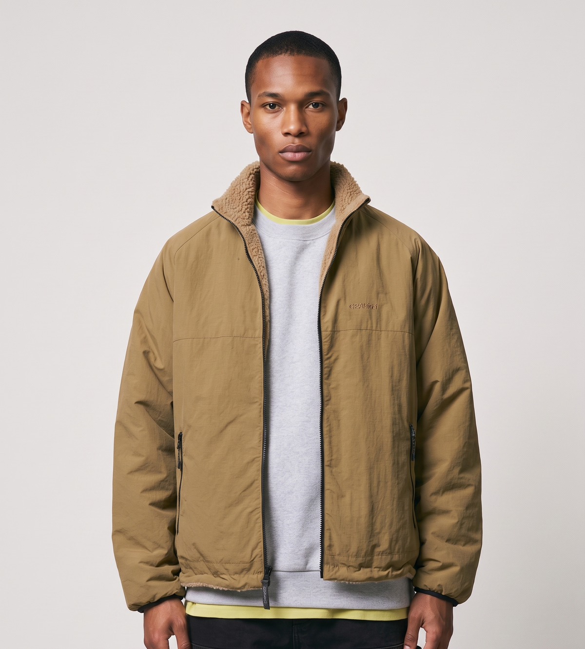 Gramicci Reversible Sherpa Jacket Beige Tan