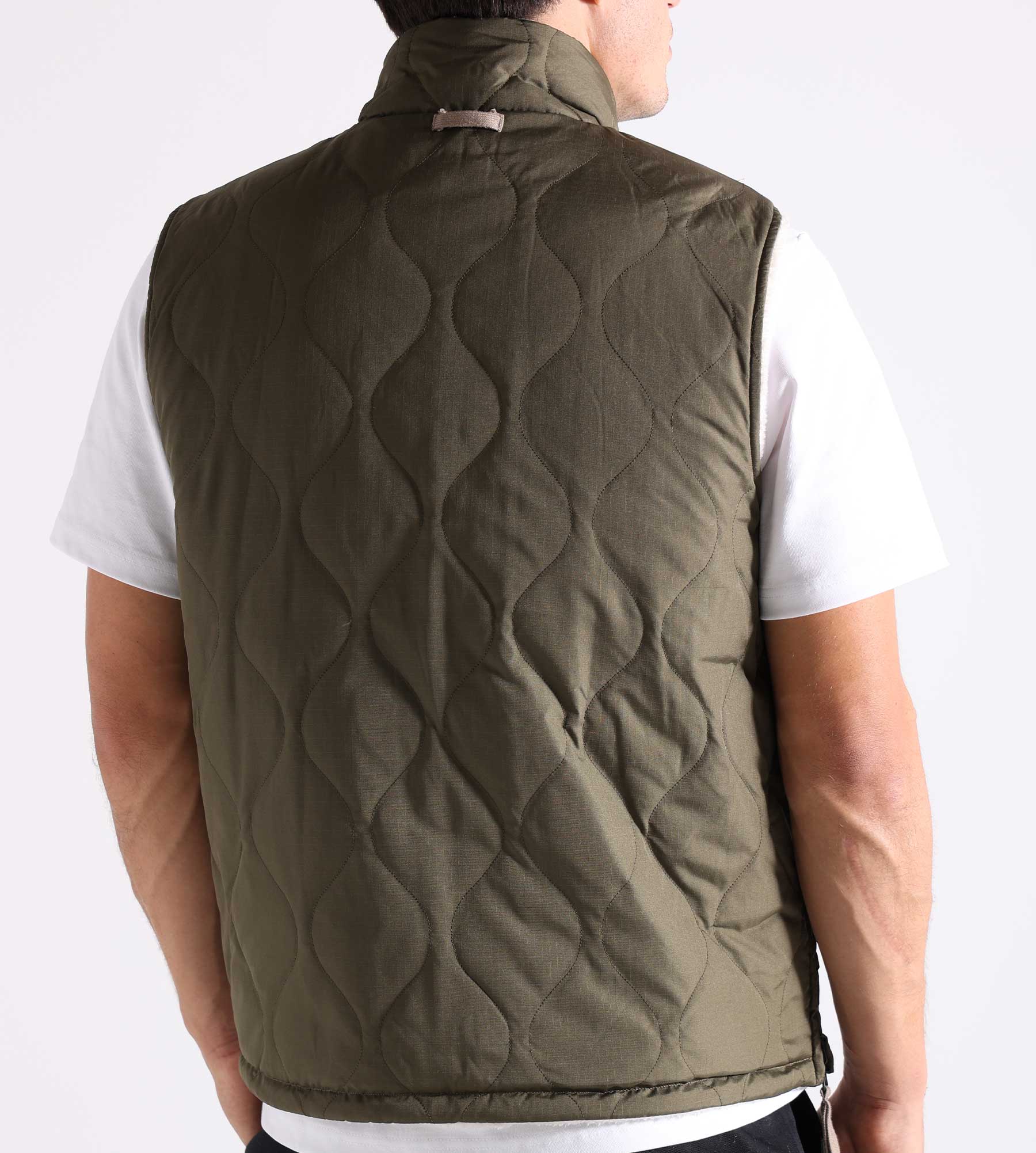 Taion Military Riversible “Hi Neck”Down Vest Multi Cream