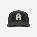 about:blank Monogram Pinstripe Cap Wool Mix Charcoal White
