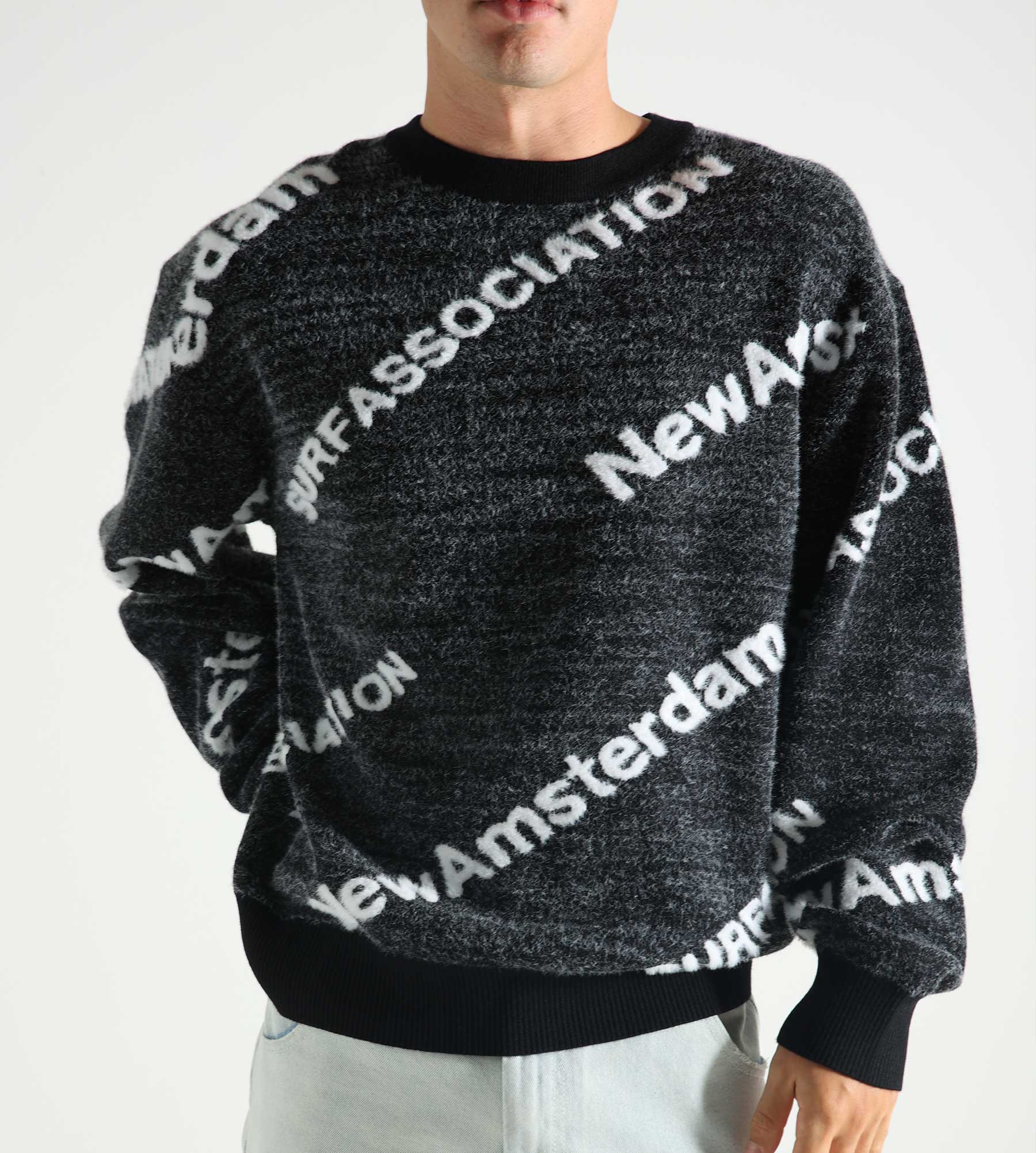 New Amsterdam Surf Association Name Knit Aop Black W White