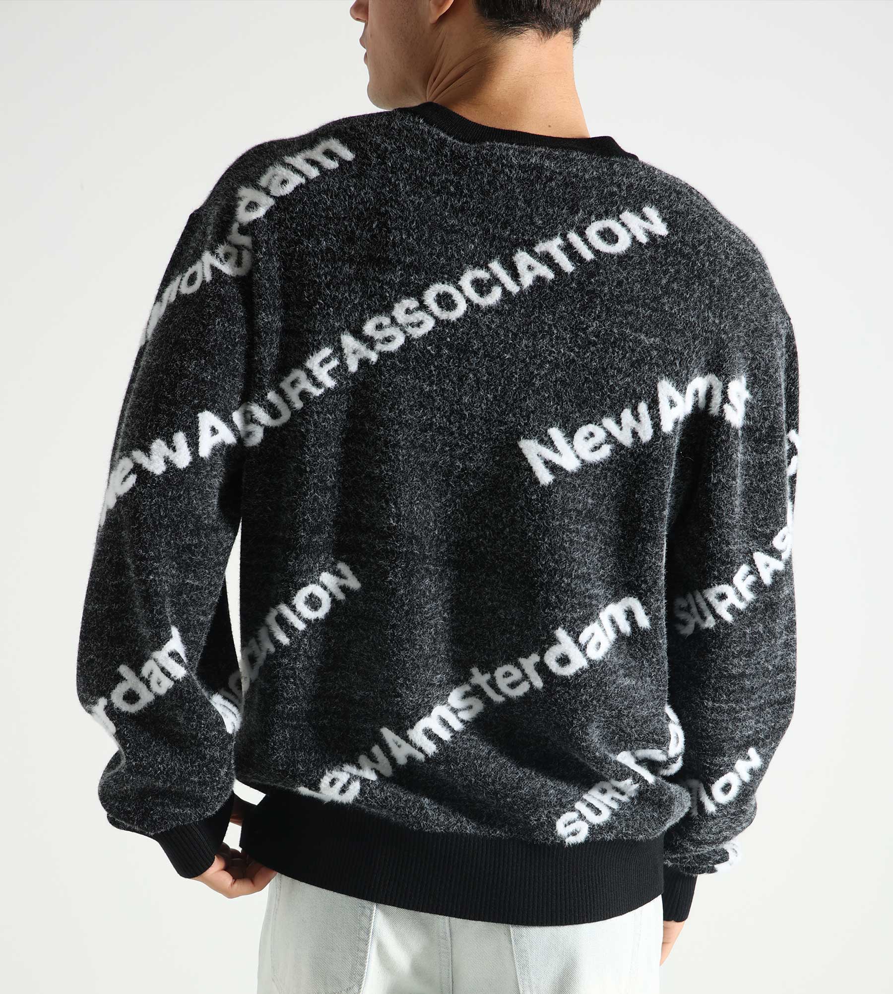 New Amsterdam Surf Association Name Knit Aop Black W White