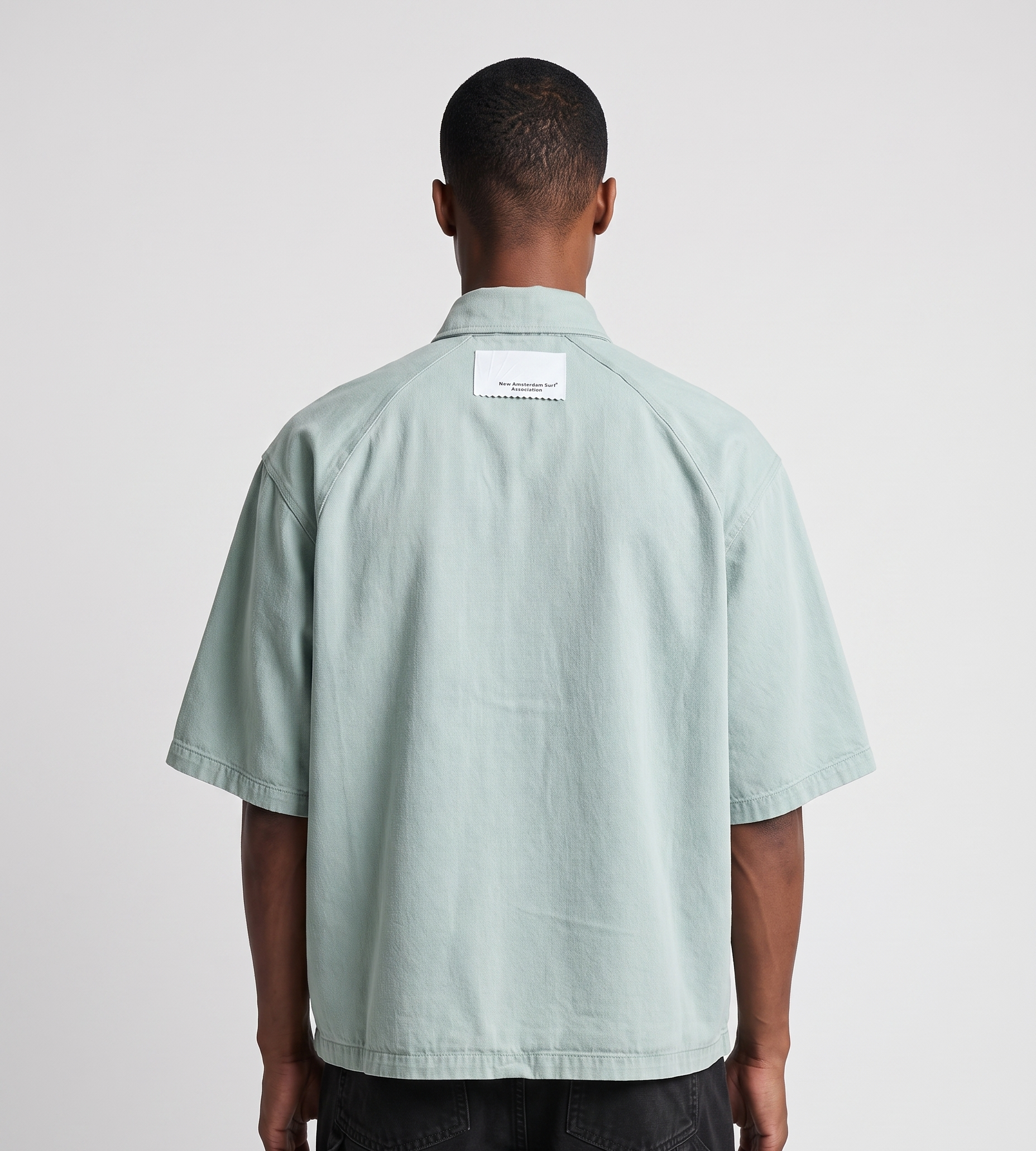 New Amsterdam Surf Association Denim Short Sleeve Button Up Mint