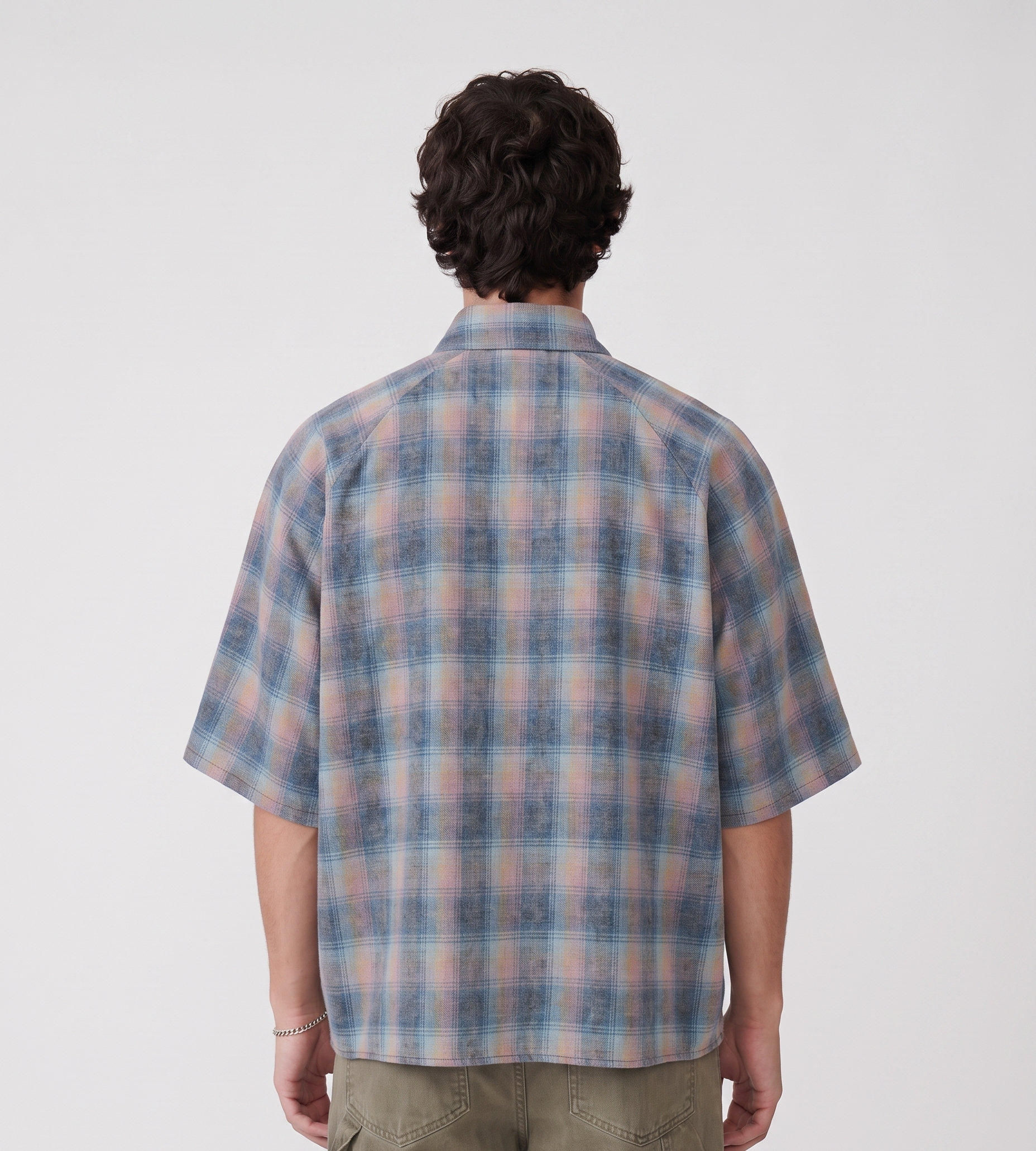 New Amsterdam Surf Association Flanel Short Sleeve Button Up Rainbow Check