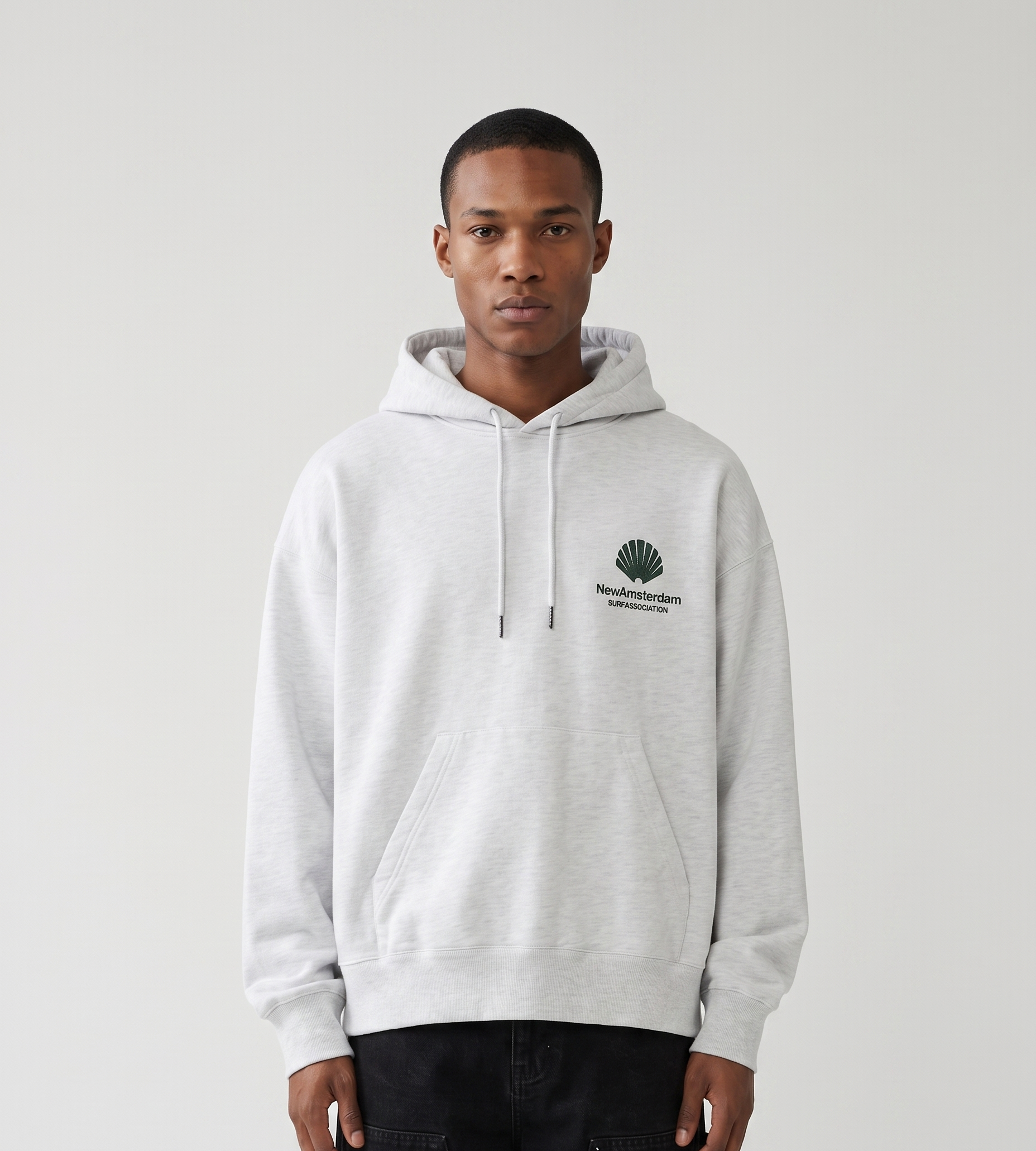 New Amsterdam Surf Association Logo Hoodie Ash Bottle Green
