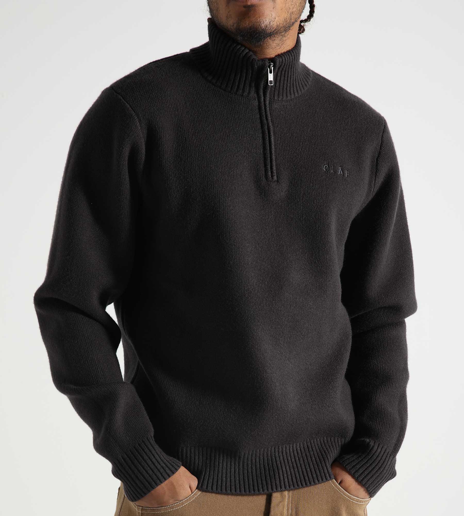 OLAF Knitted Drift Mock Neck Charcoal