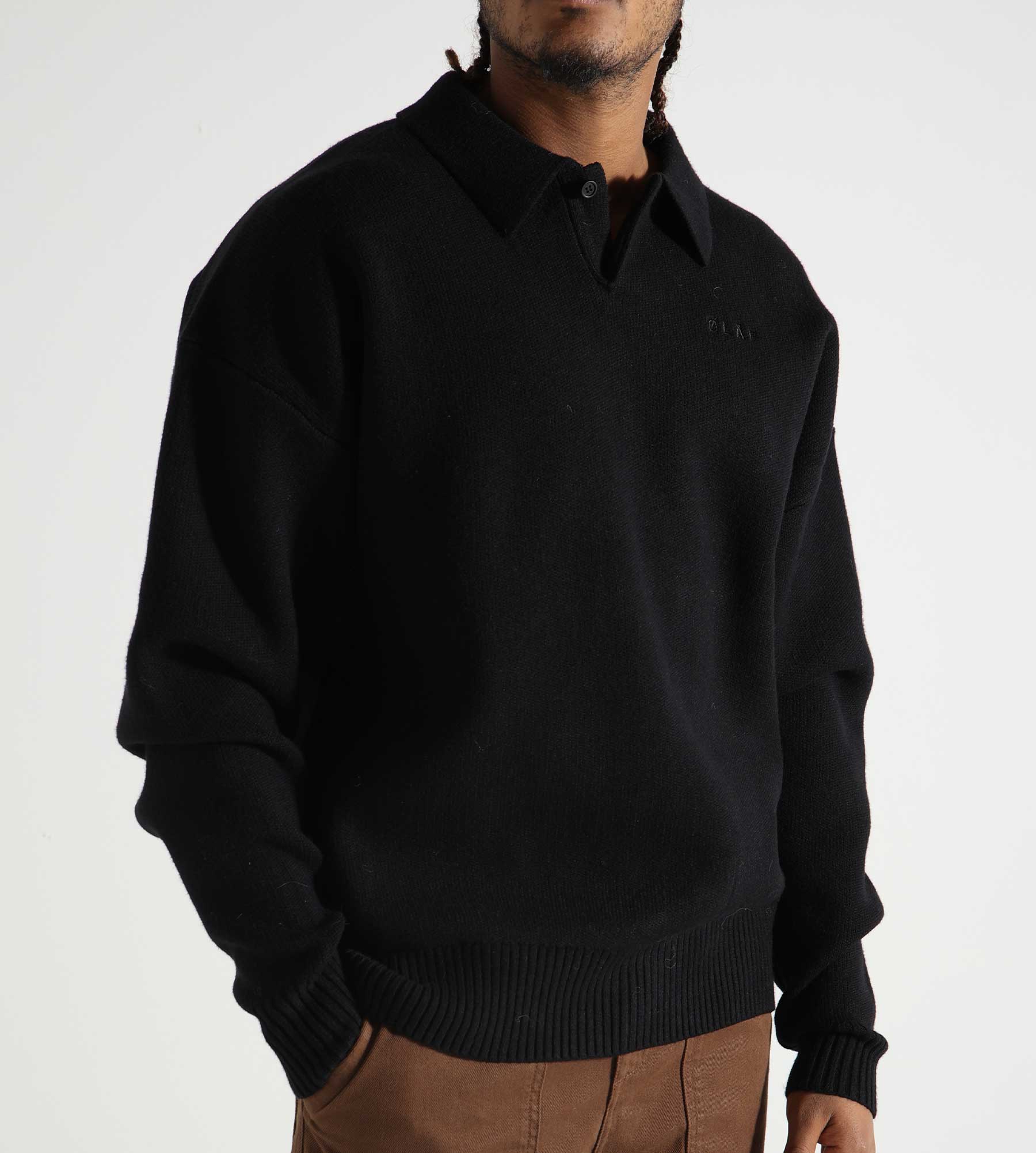 OLAF Oversized Knitted Polo Black