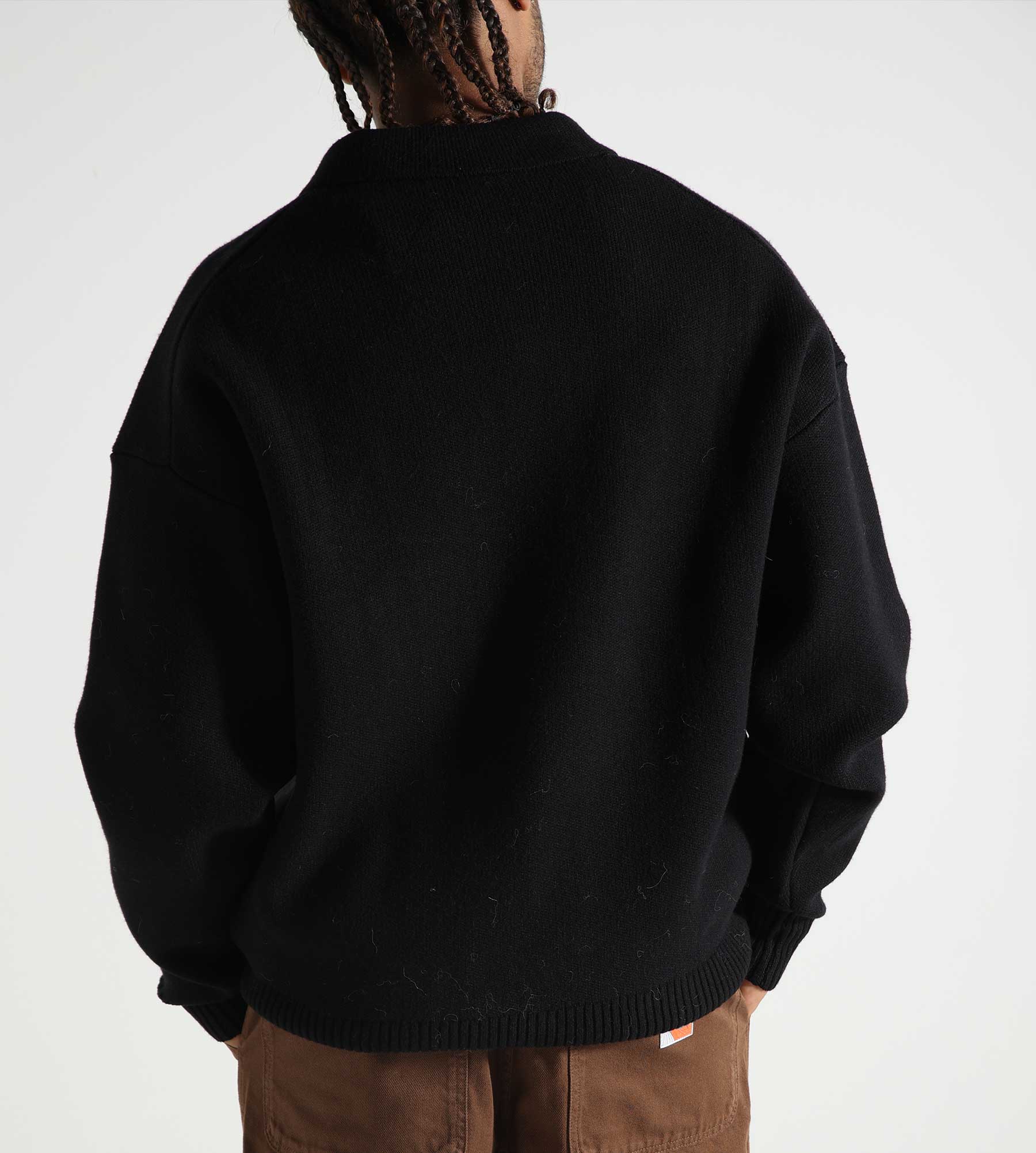 OLAF Oversized Knitted Polo Black