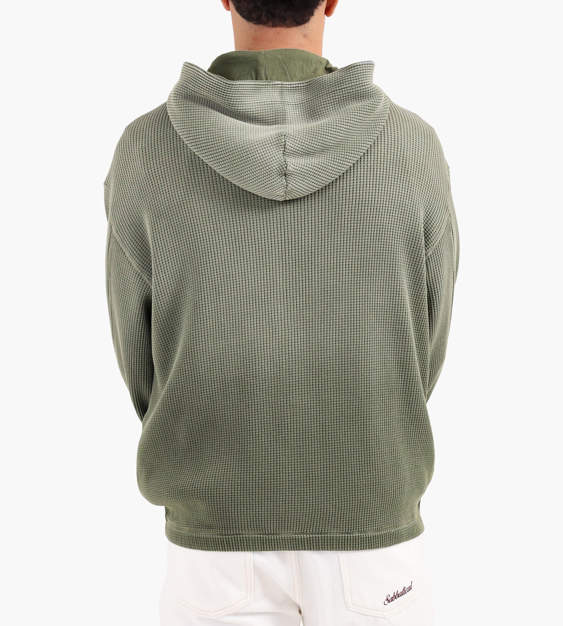 ROA Bee Sun Faded Waffle Zip Up Hoodie Olive