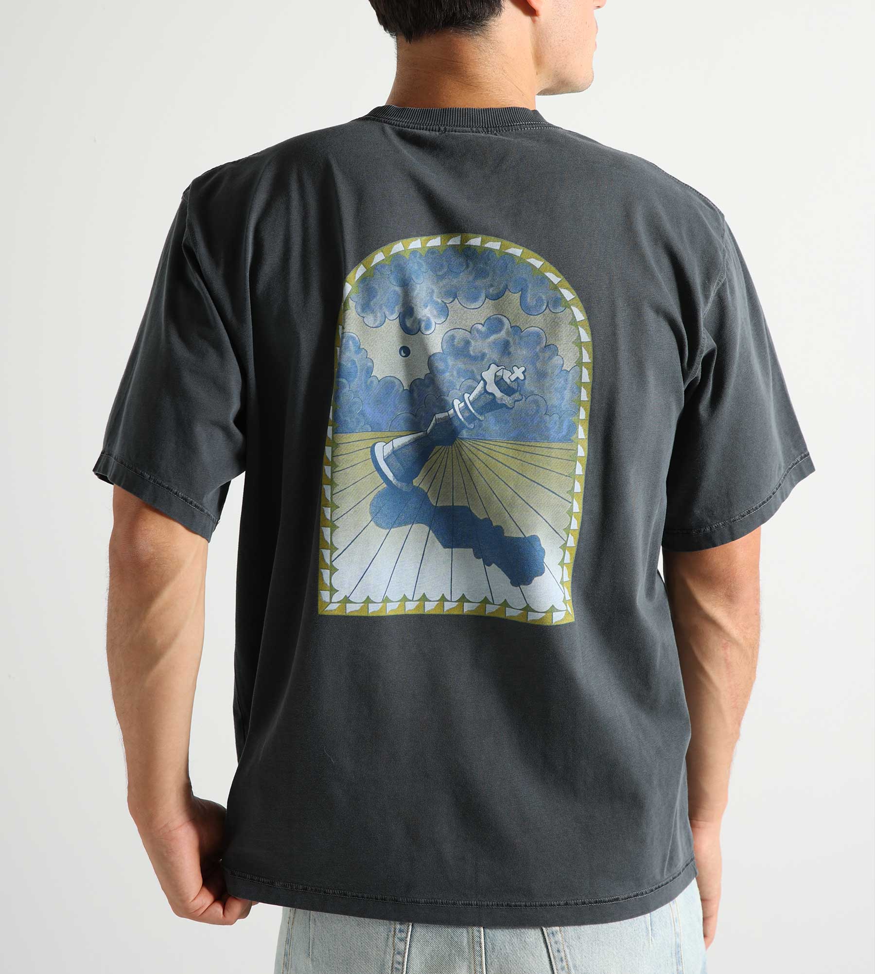 Won Hundred LA Print Fallen T-shirt Washed Black