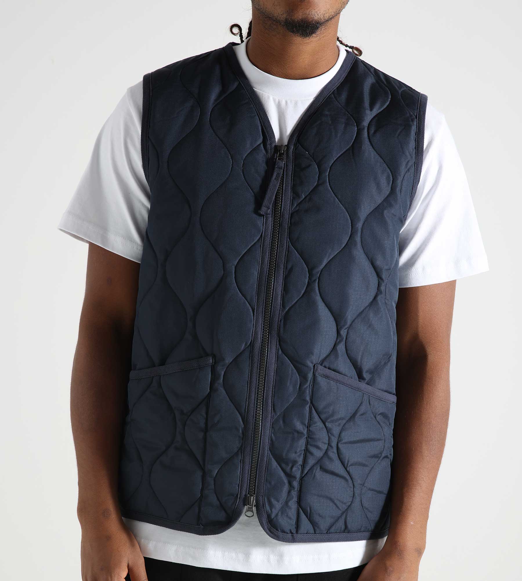 Taion Unisex Military Zip V Neck Down Vest Dark Navy