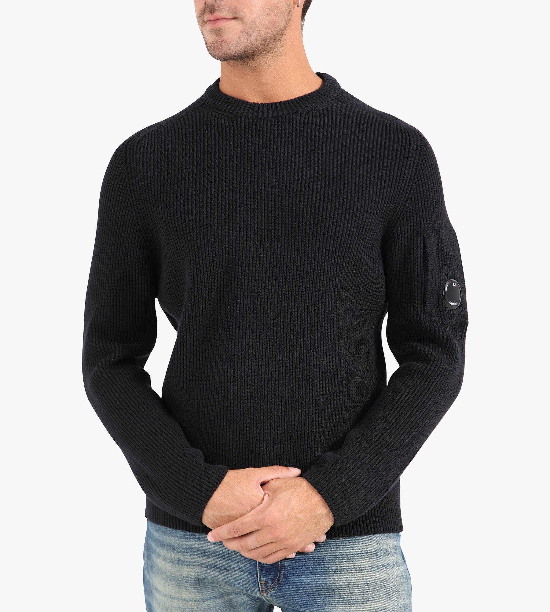 C.P. Company Full Rib Knit Crewneck Black
