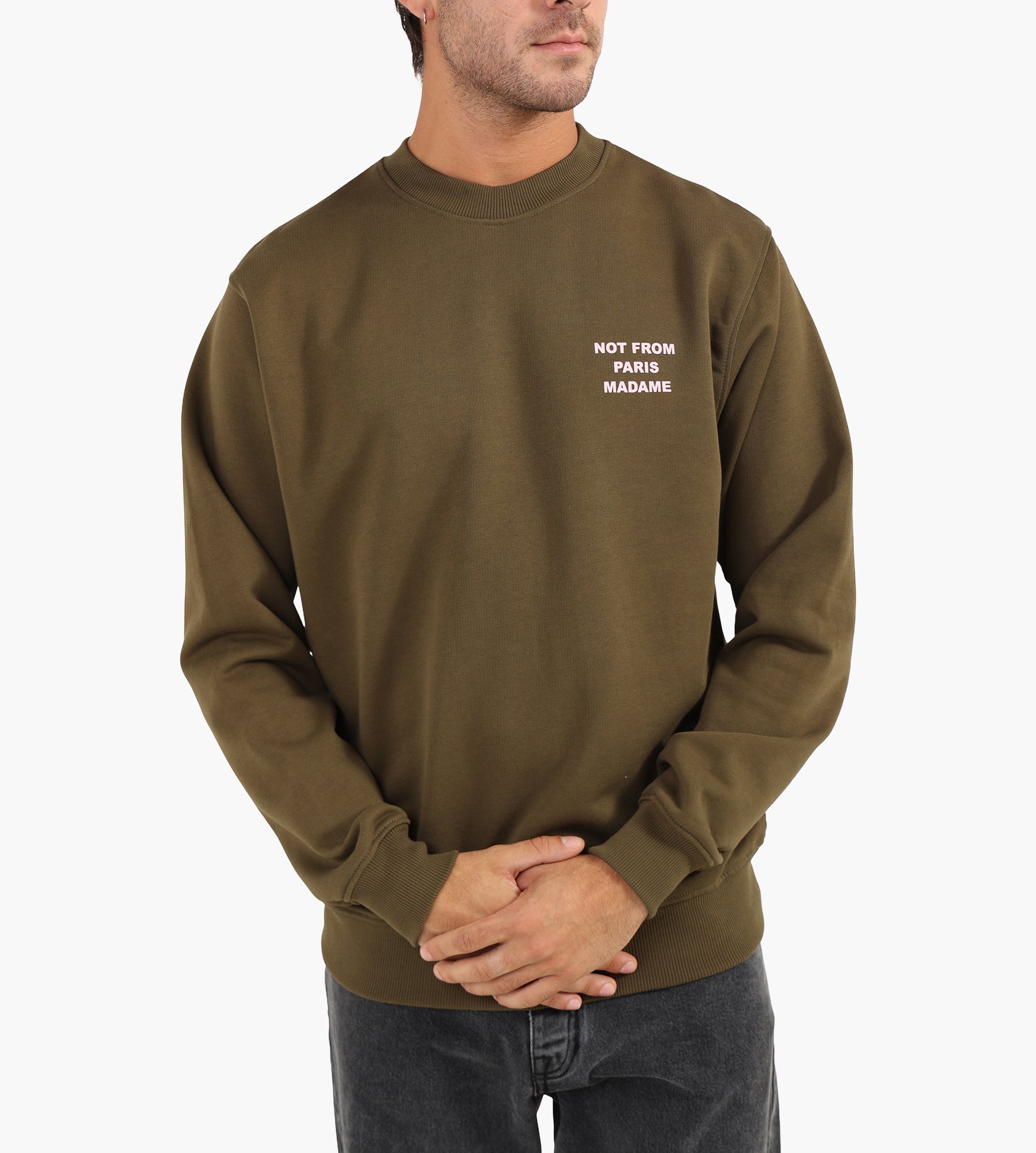 Drole de Monsieur Le Sweatshirt Slogan Kaki