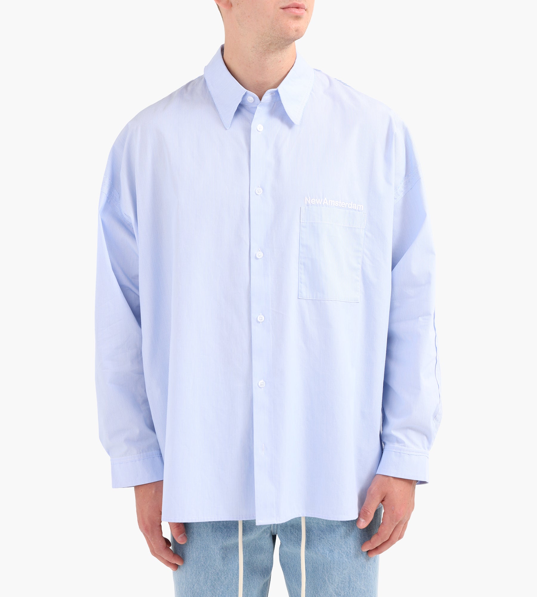 New Amsterdam Surf Association Raw Edge Fluid Shirt Blue White