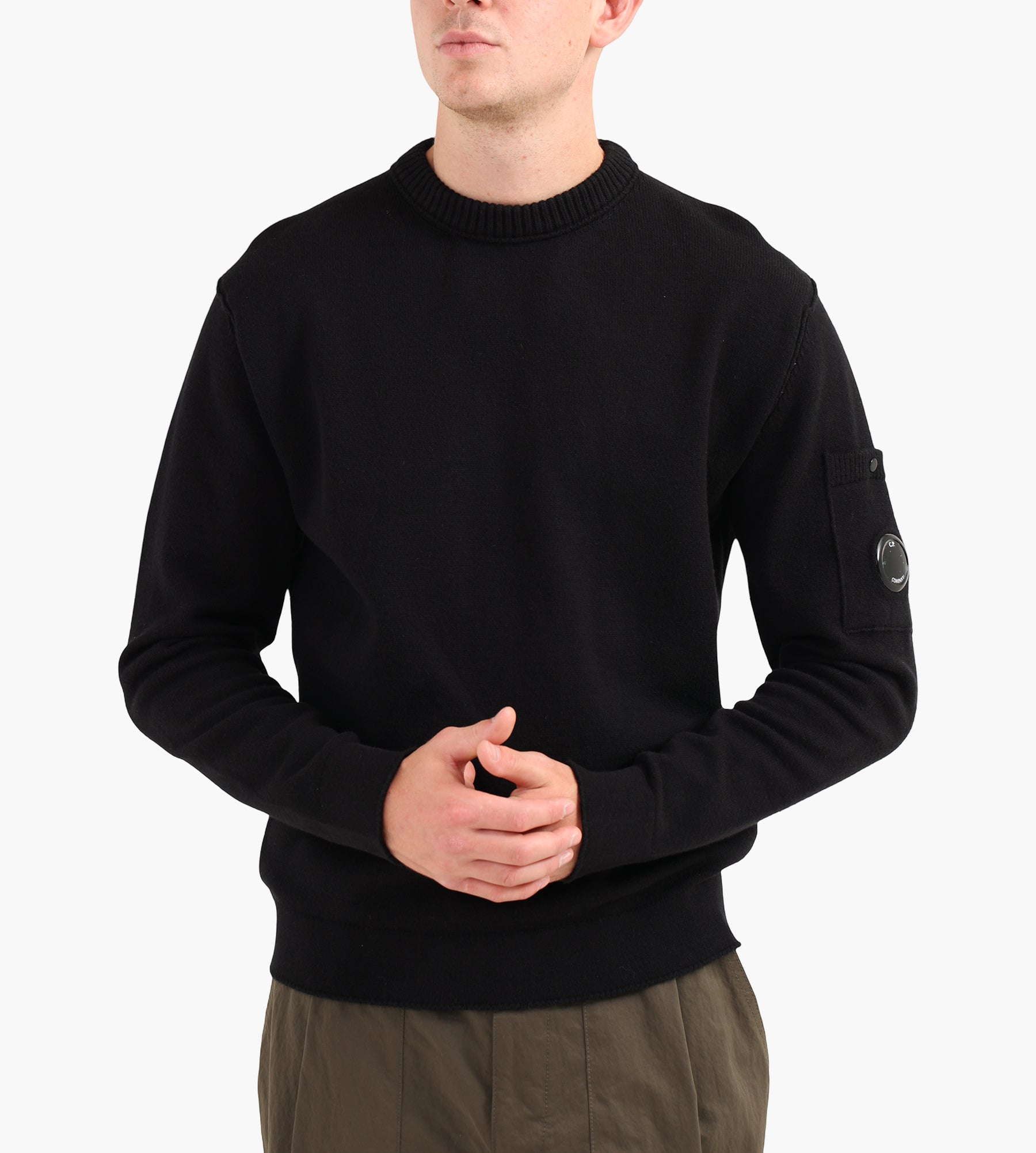 C.P. Company Soft Cotton Stretch Knit Crewneck Black