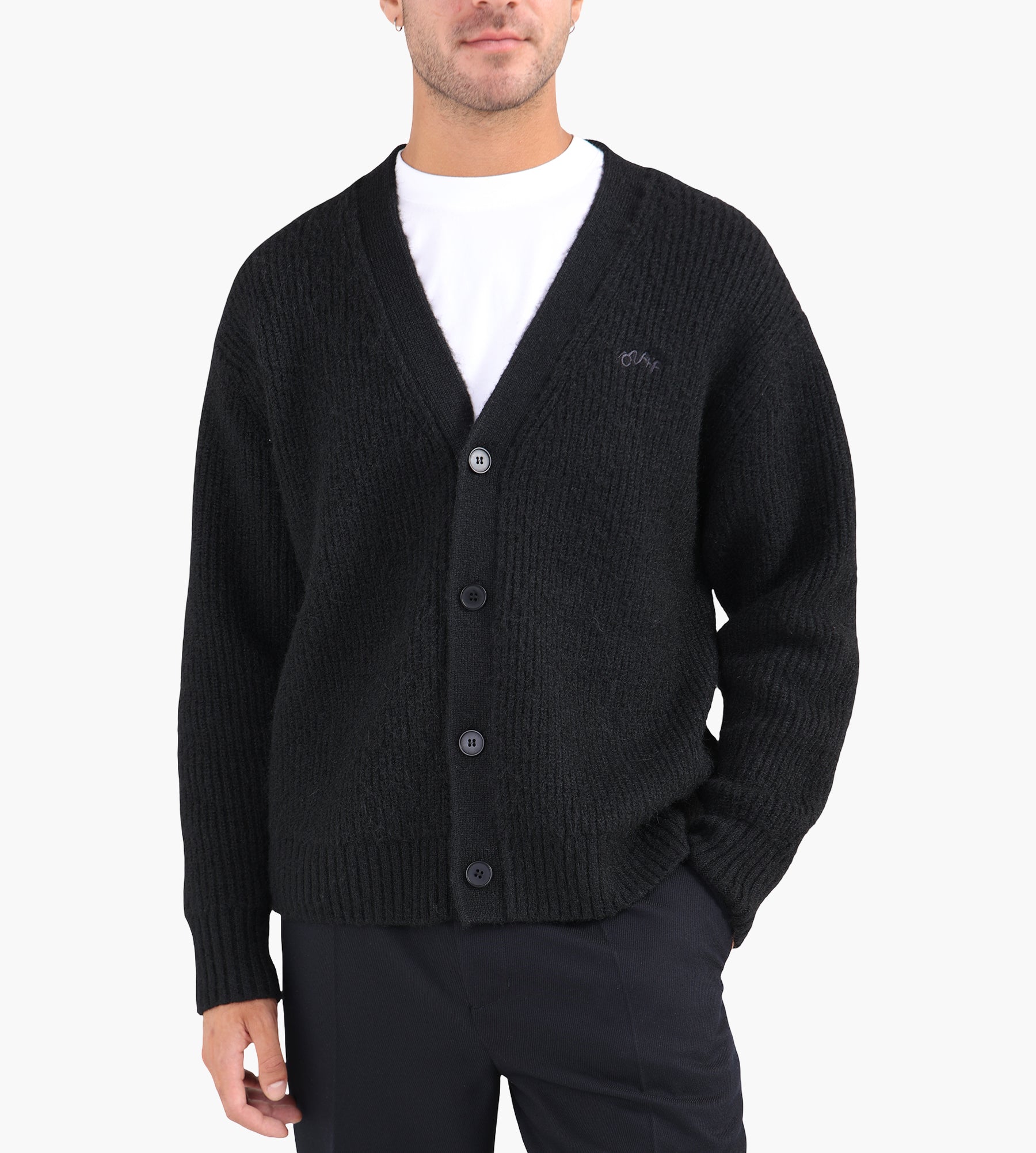 OLAF Signature Knitted Cardigan Black