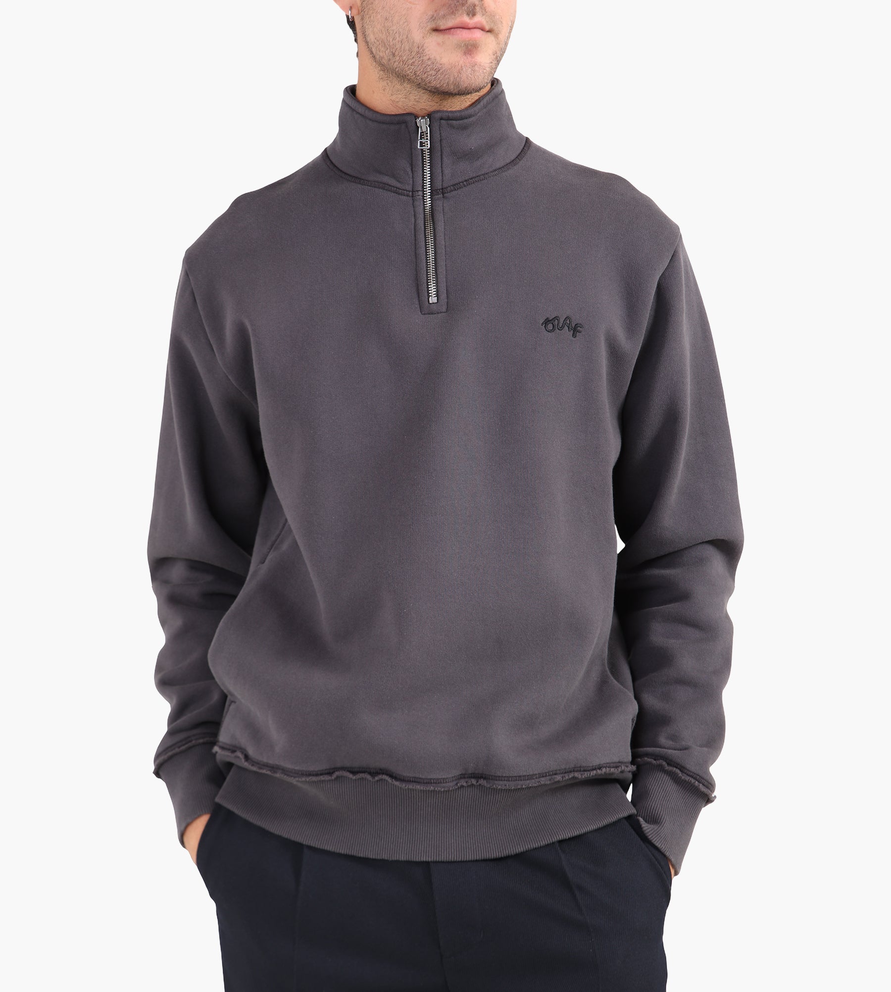 OLAF Signature Zip Mock Charcoal