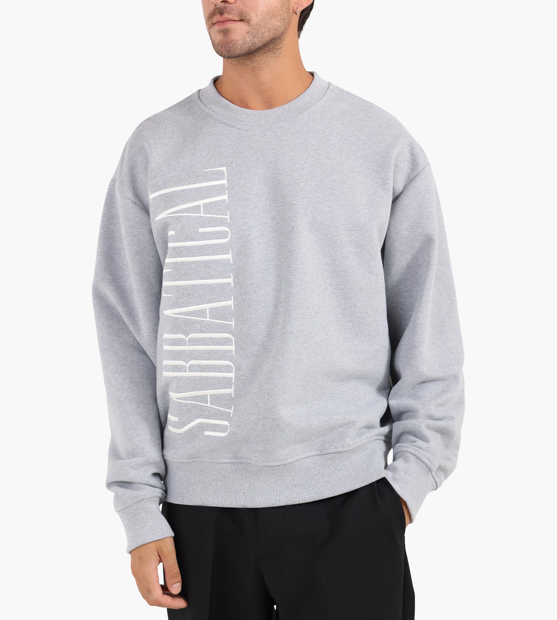 Sabbatical Logo Crewneck Heather Grey White