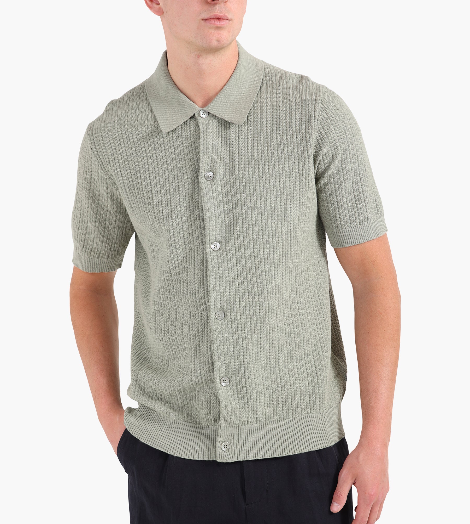 NN.07 Nolan Polo Cardigan 6695 Sage Green