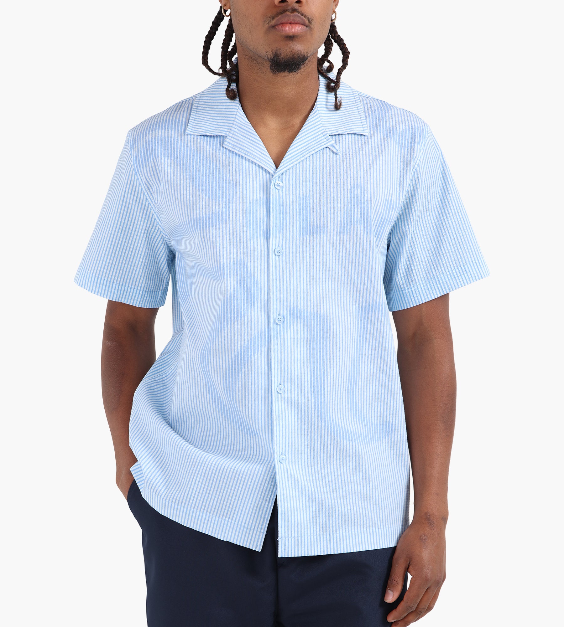 OLAF Stripe Sun Aop Camp Shirt Surf Blue
