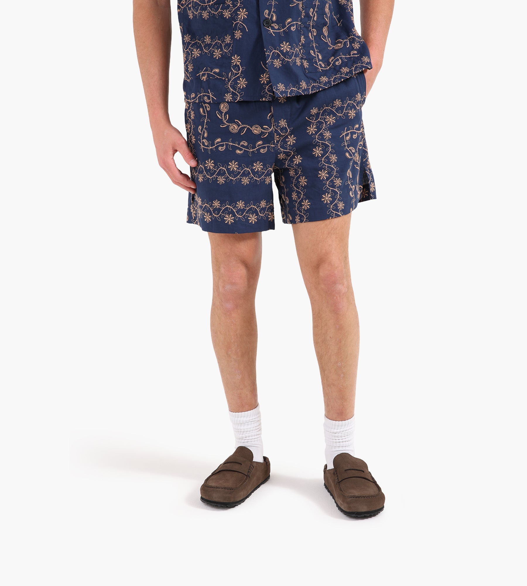 Potato Head Yin-Yang Paisley Shorts Navy Pink Beige