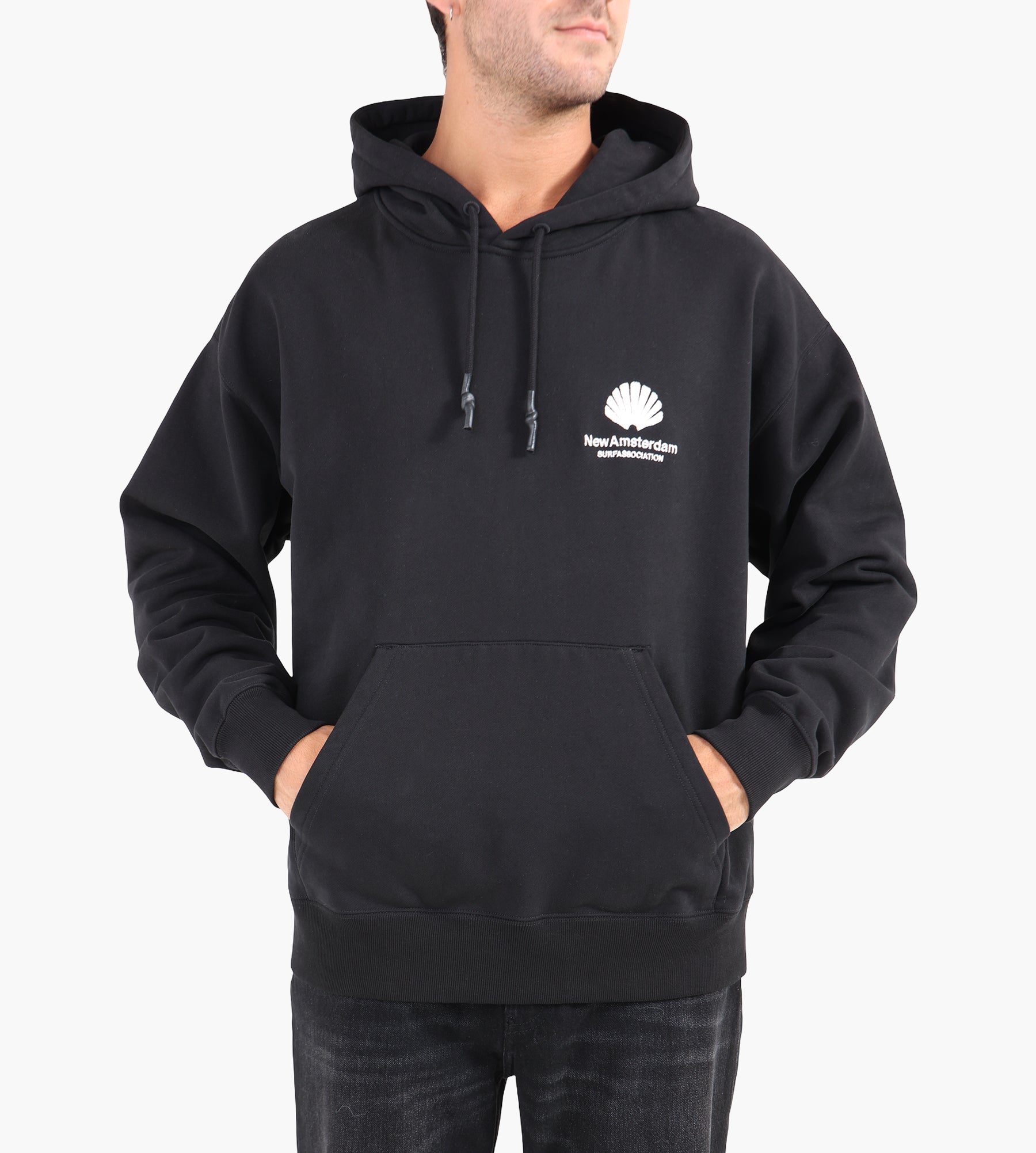New Amsterdam Surf Association F25 Logo Hoodie Black White