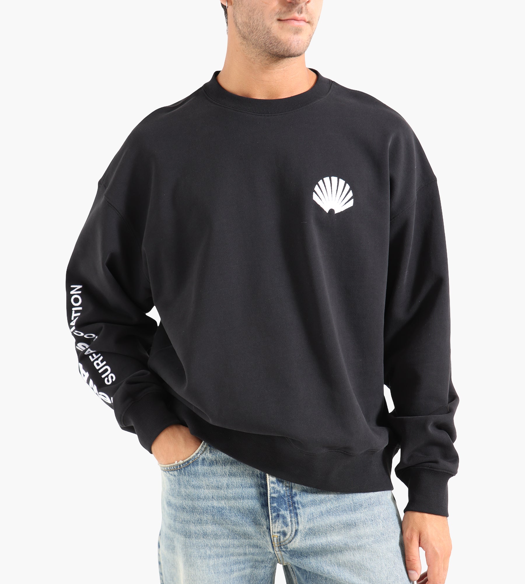 New Amsterdam Surf Association Logo Crewneck Black White