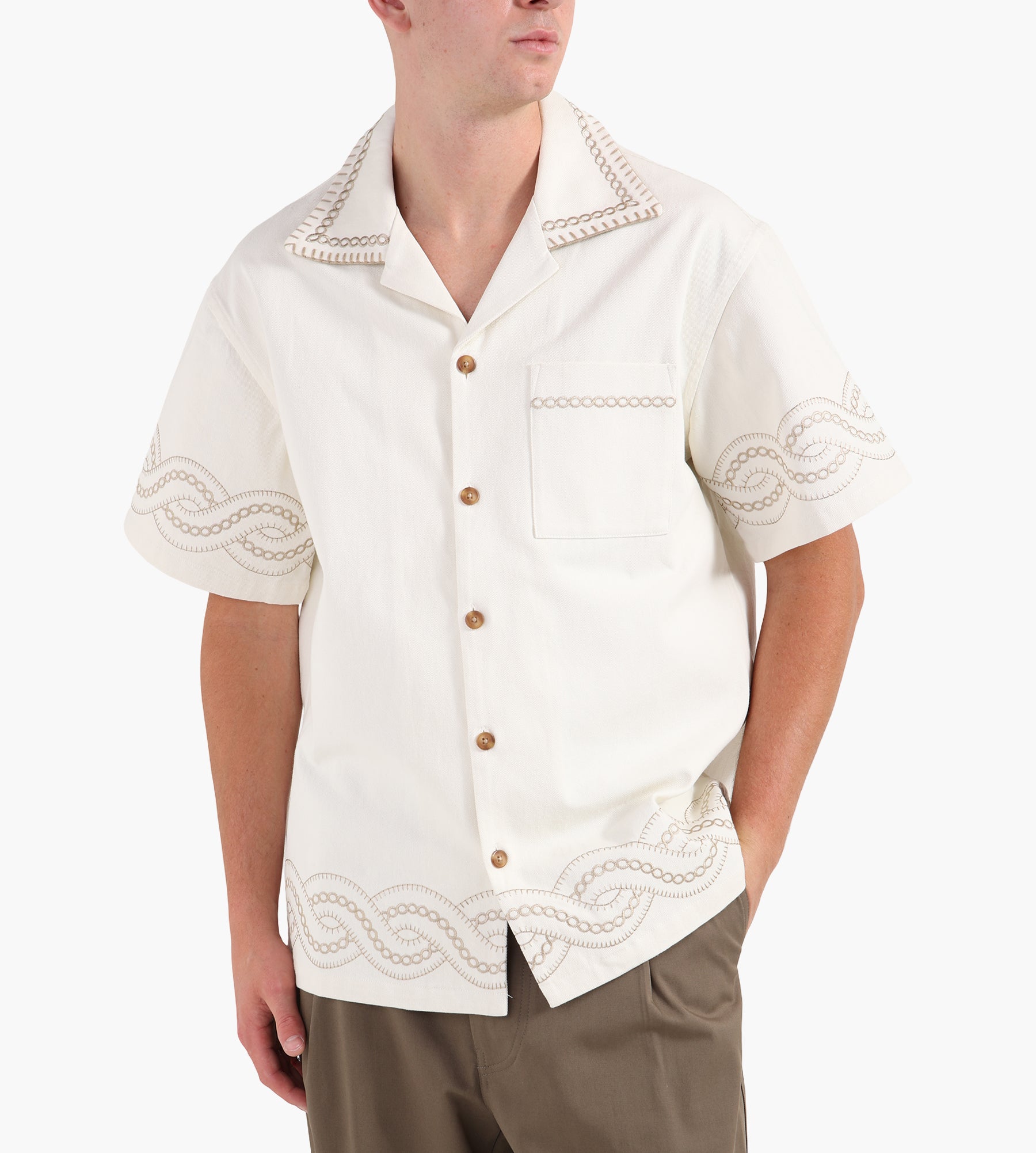 Drôle De Monsieur La Chemise Brodèe Tresses Cream