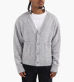 about:blank Mohair Knitted Logo Cardigan Grey Ecru