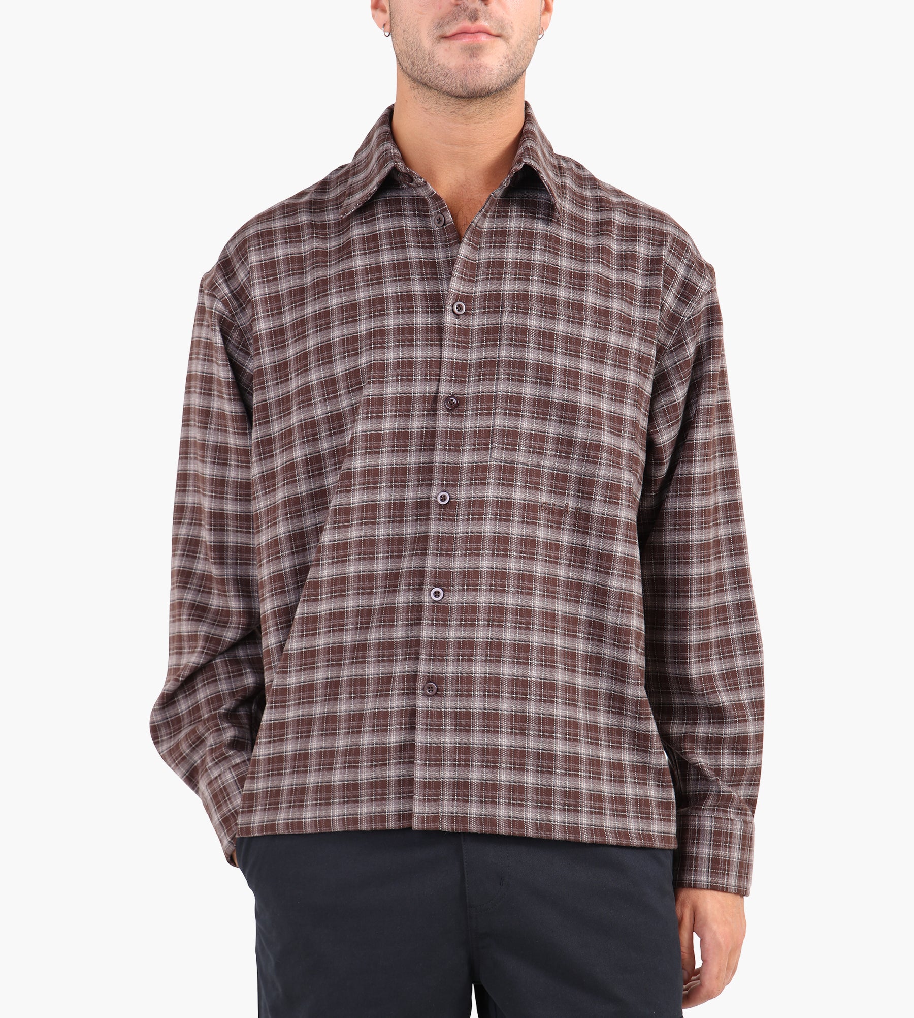 OLAF Plaid Boxy Shirt Hot Fudge