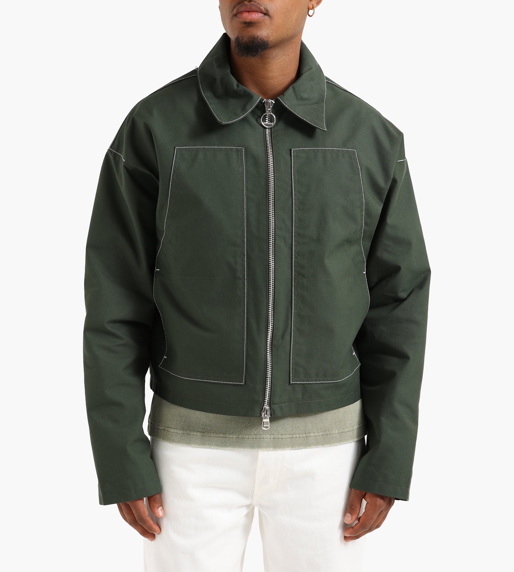 about:blank Utility Jacket Green Ecru