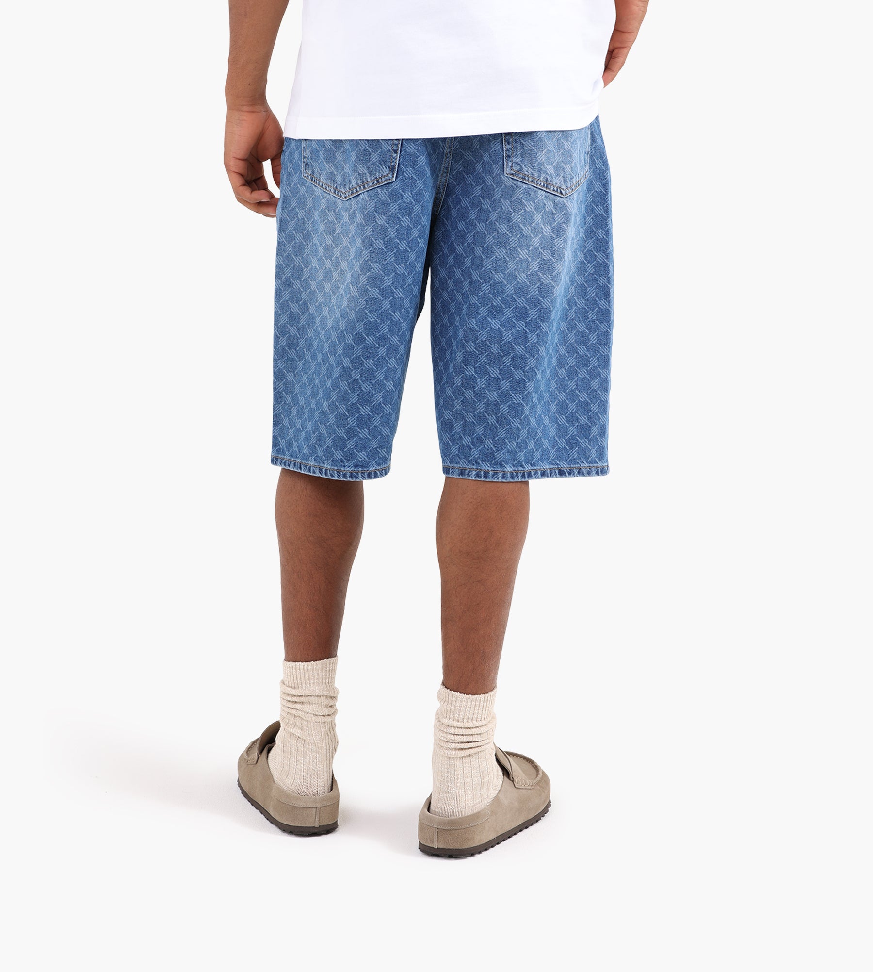 Daily Paper Monogram Denim Shorts Blue