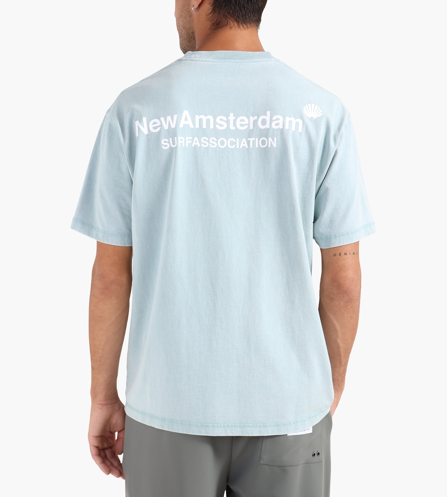 New Amsterdam Surf Association Logo Tee Teal White