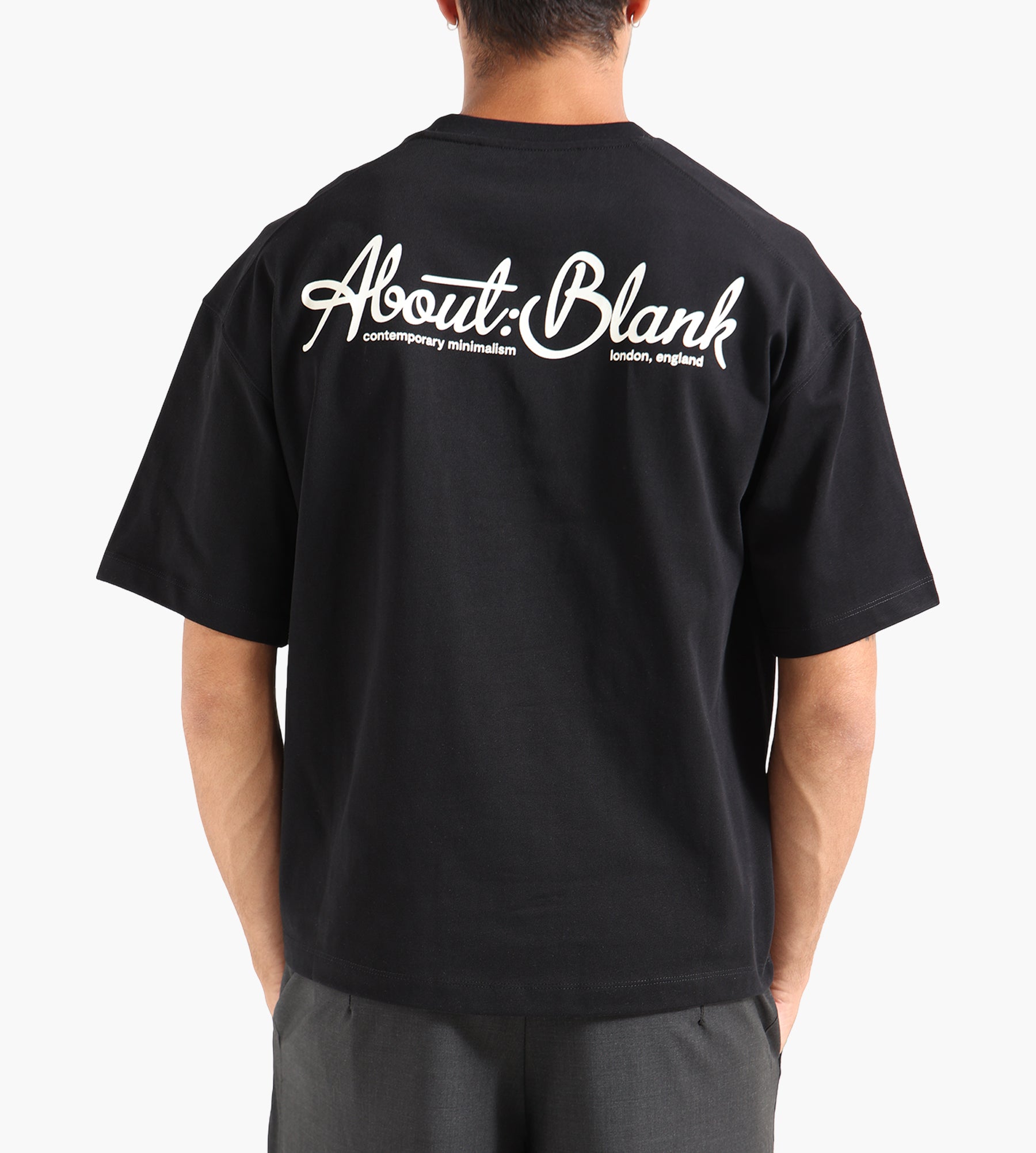 about:blank Banner T-shirt Black Ecru