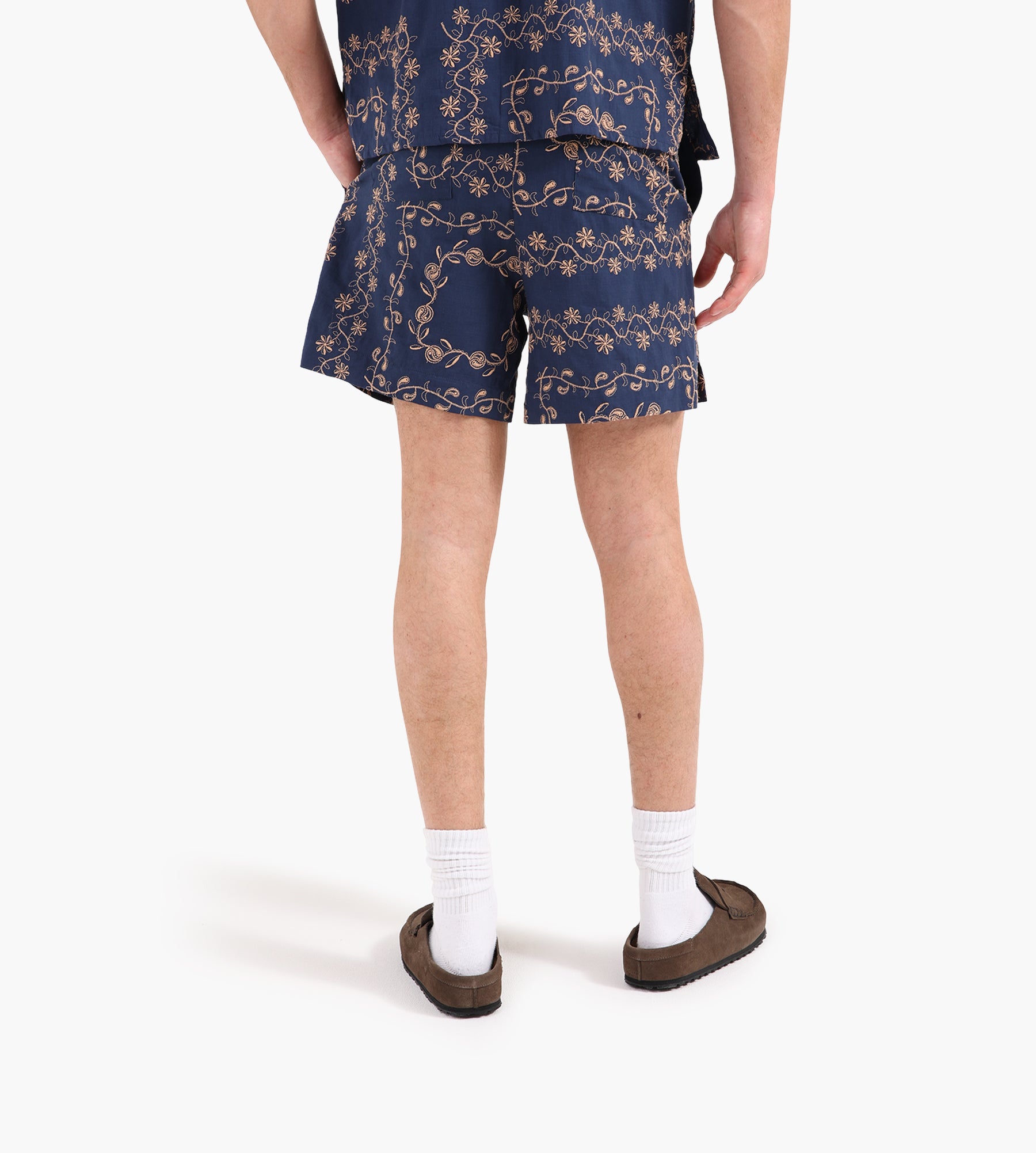 Potato Head Yin-Yang Paisley Shorts Navy Pink Beige