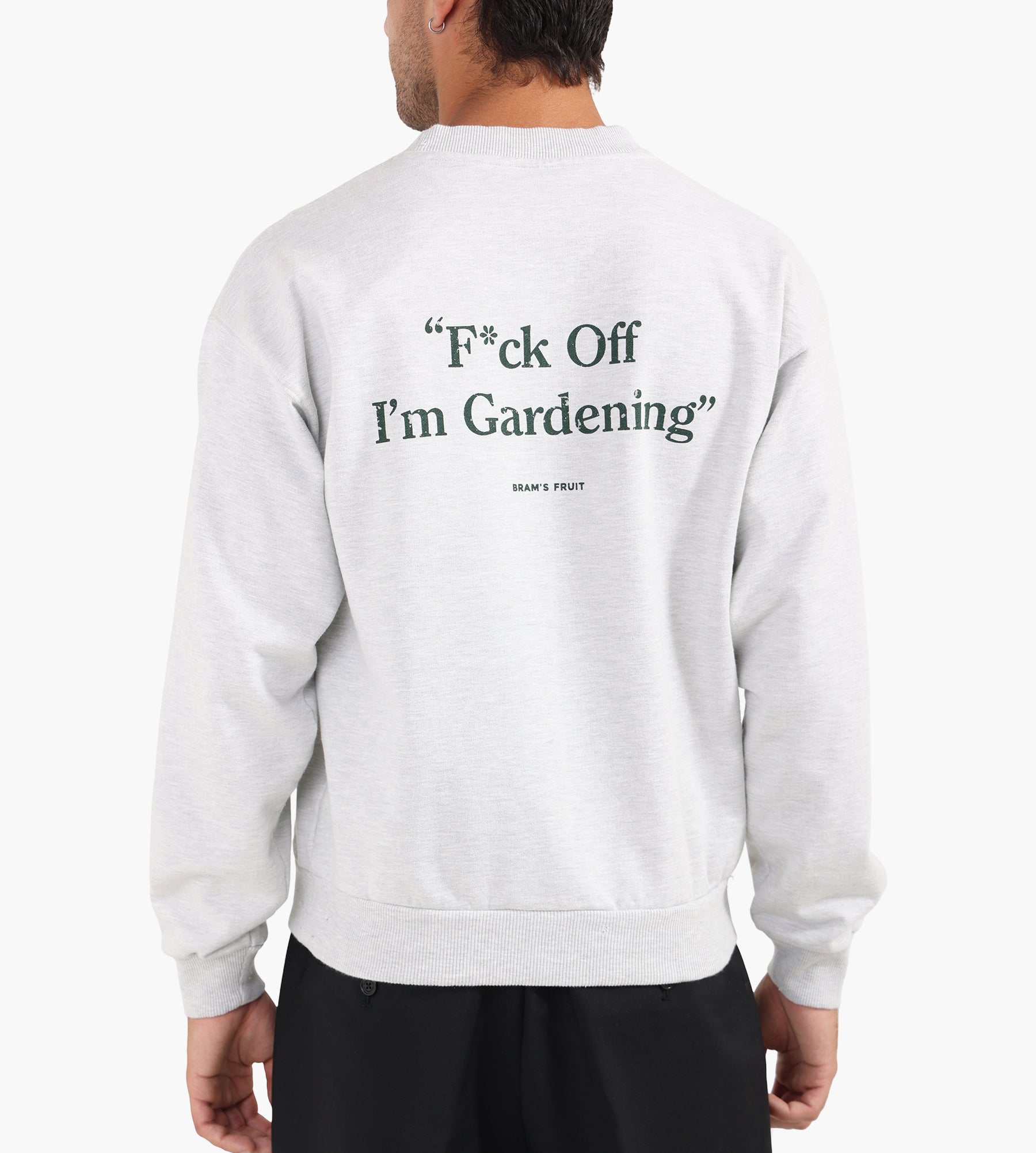 Bram's Fruit Distressed “F*ck Off” Crewneck Grey Melange