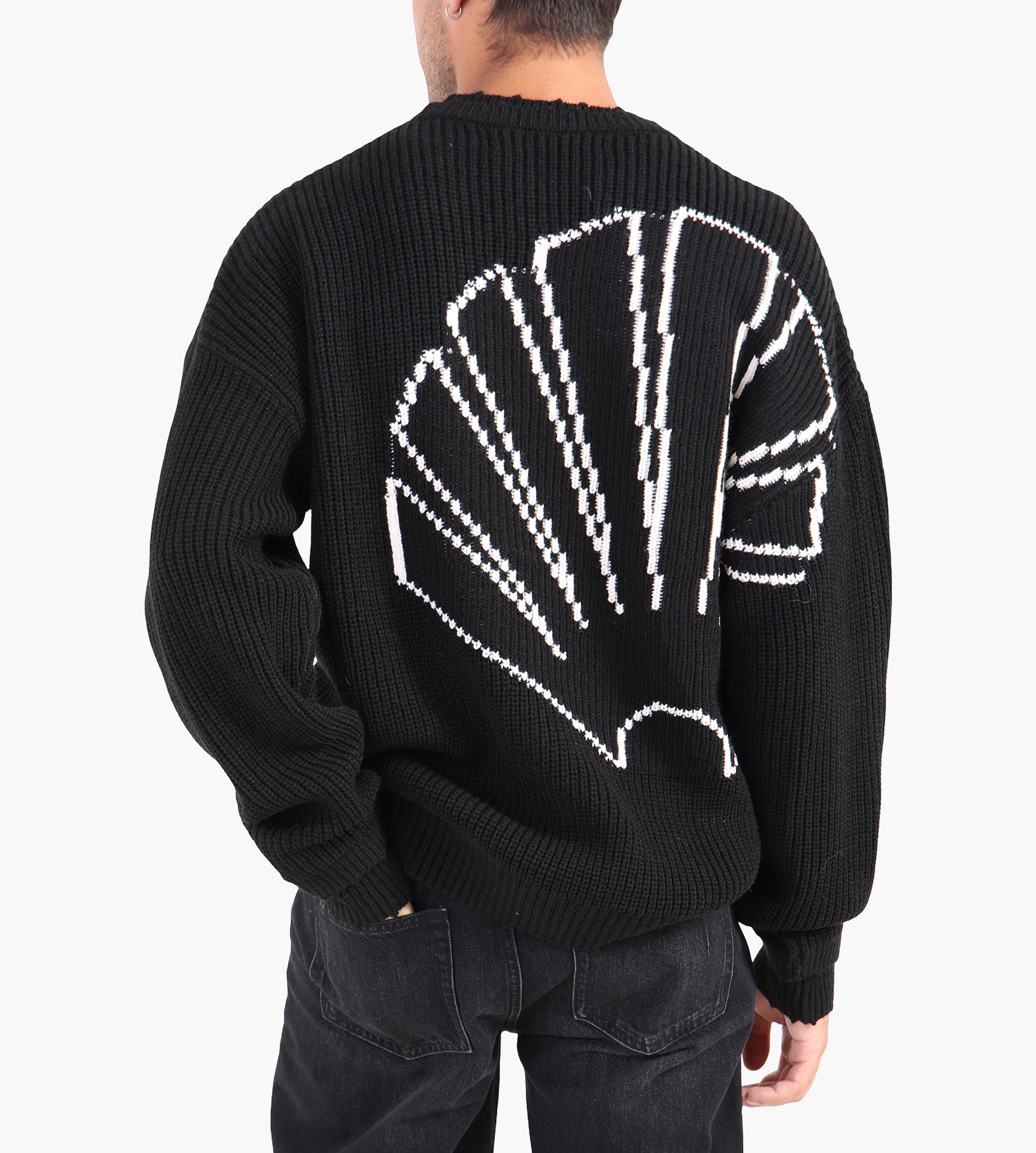 New Amsterdam Surf Association Logo Knit Raw Edge Black White