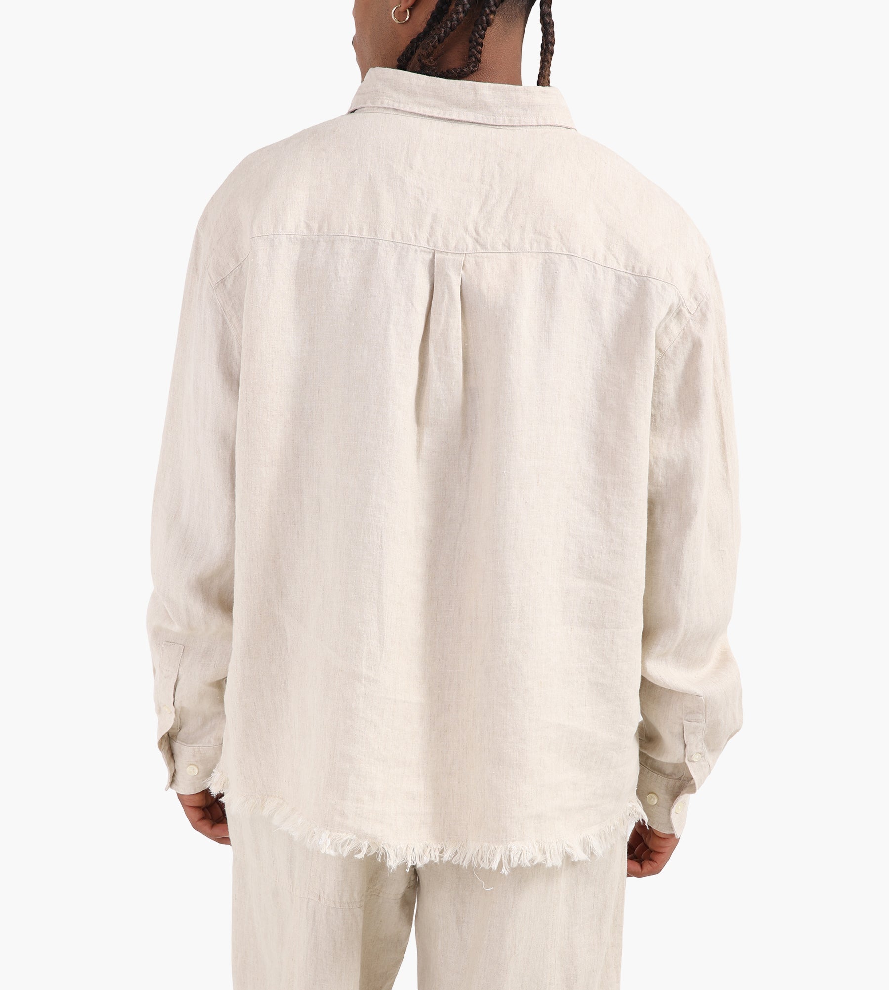 Bram's Fruit Distressed Linen Shirt Long Sleeve Natural Linen