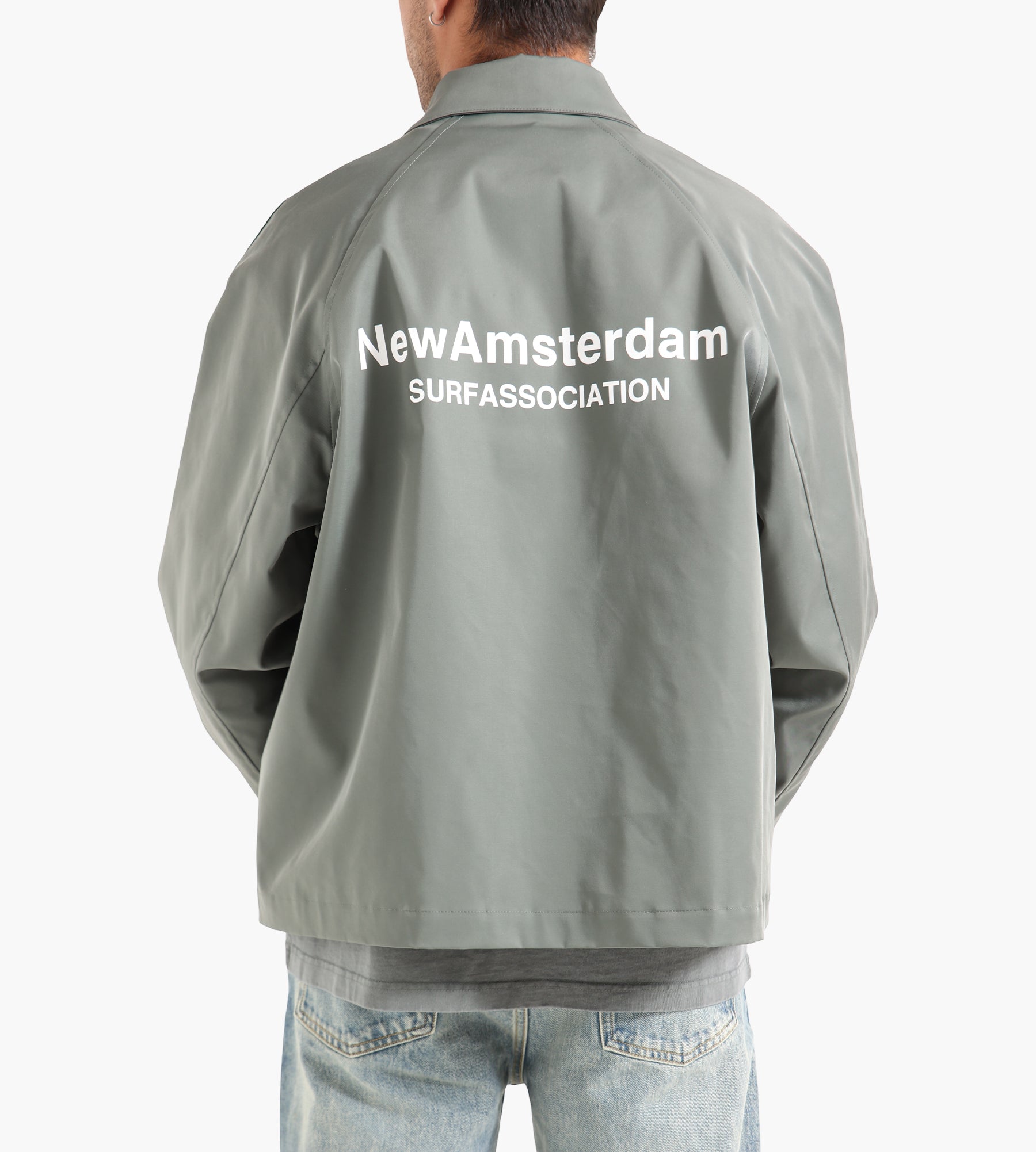 New Amsterdam Surf Association Nylon Coach Jacket Shark Green