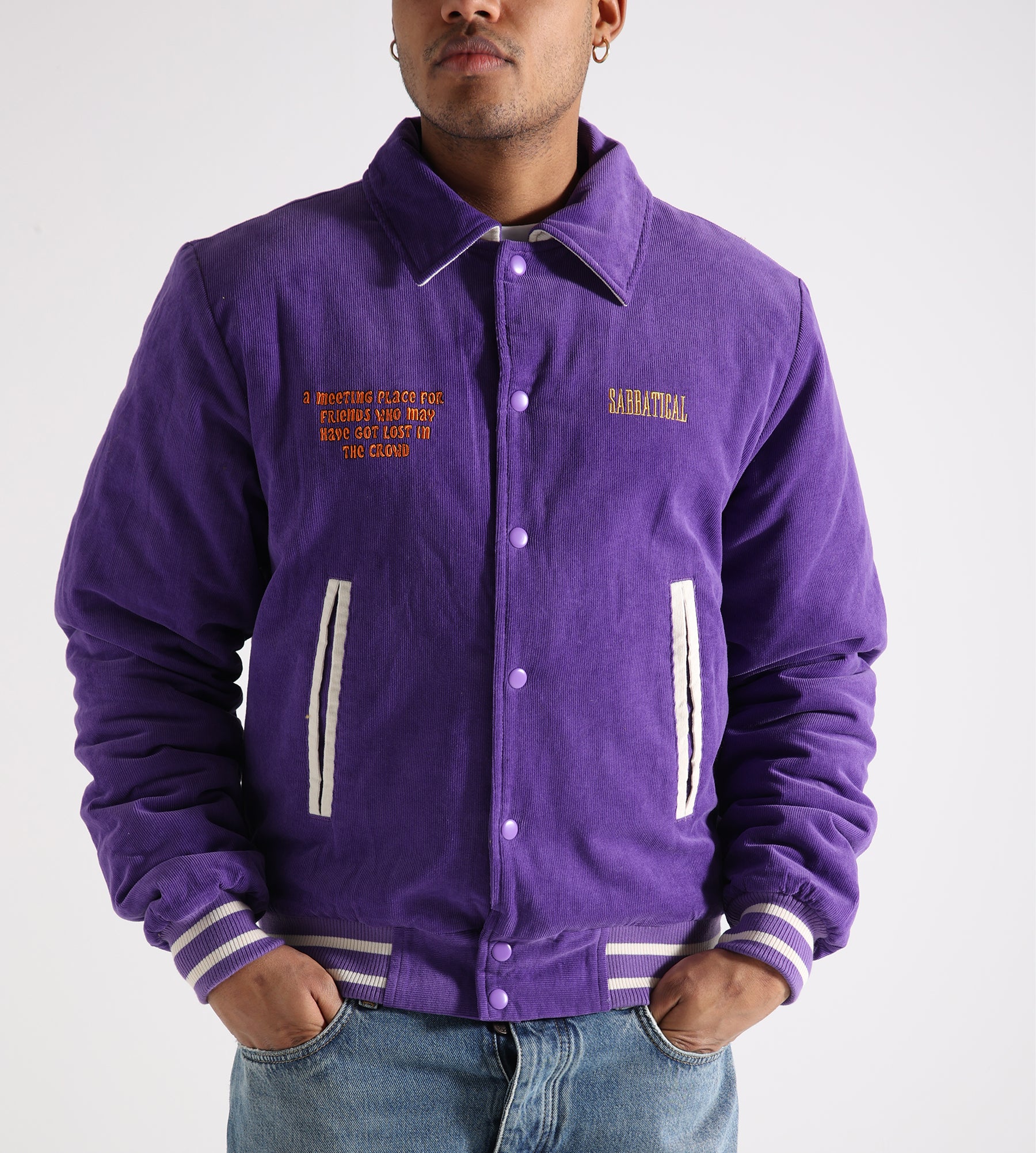 Sabbatical Free Information Varsity Jacket Purple Rain