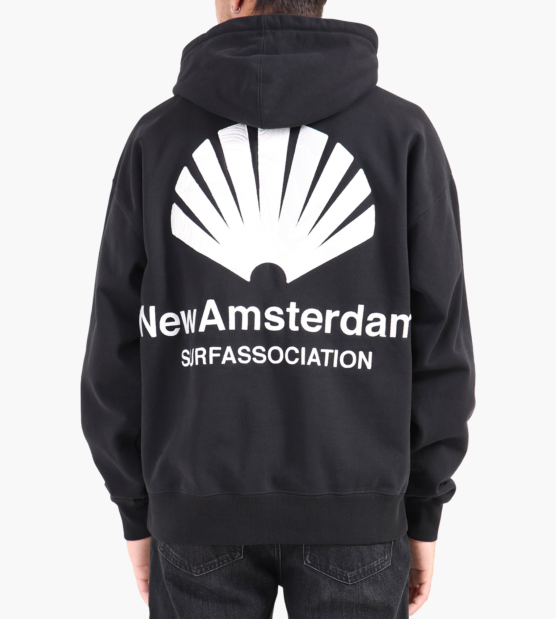 New Amsterdam Surf Association F25 Logo Hoodie Black White