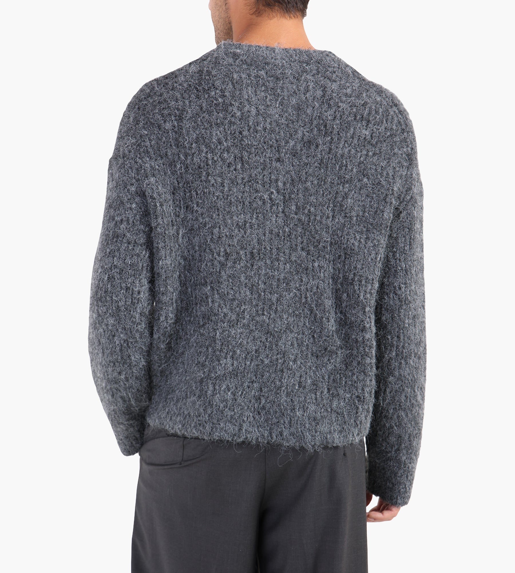 OLAF Hairy Knitted Crewneck Charcoal