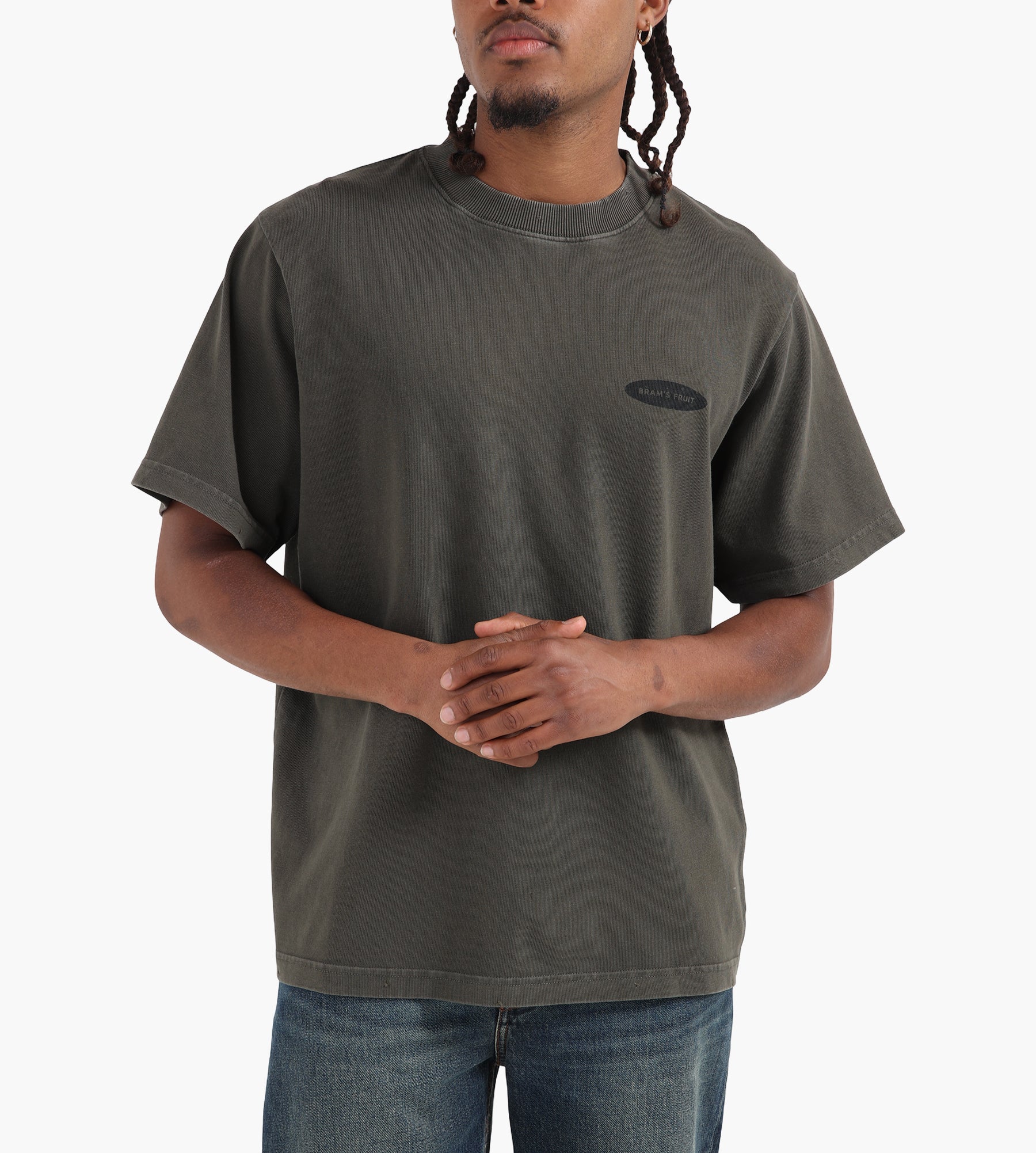 Bram's Fruit “F*ck Off” T-Shirt Distressed Washed Charcoal