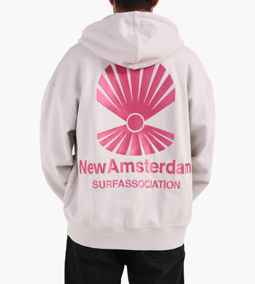 New Amsterdam Surf Association Logo Hoodie Zip Up Pebble Magenta