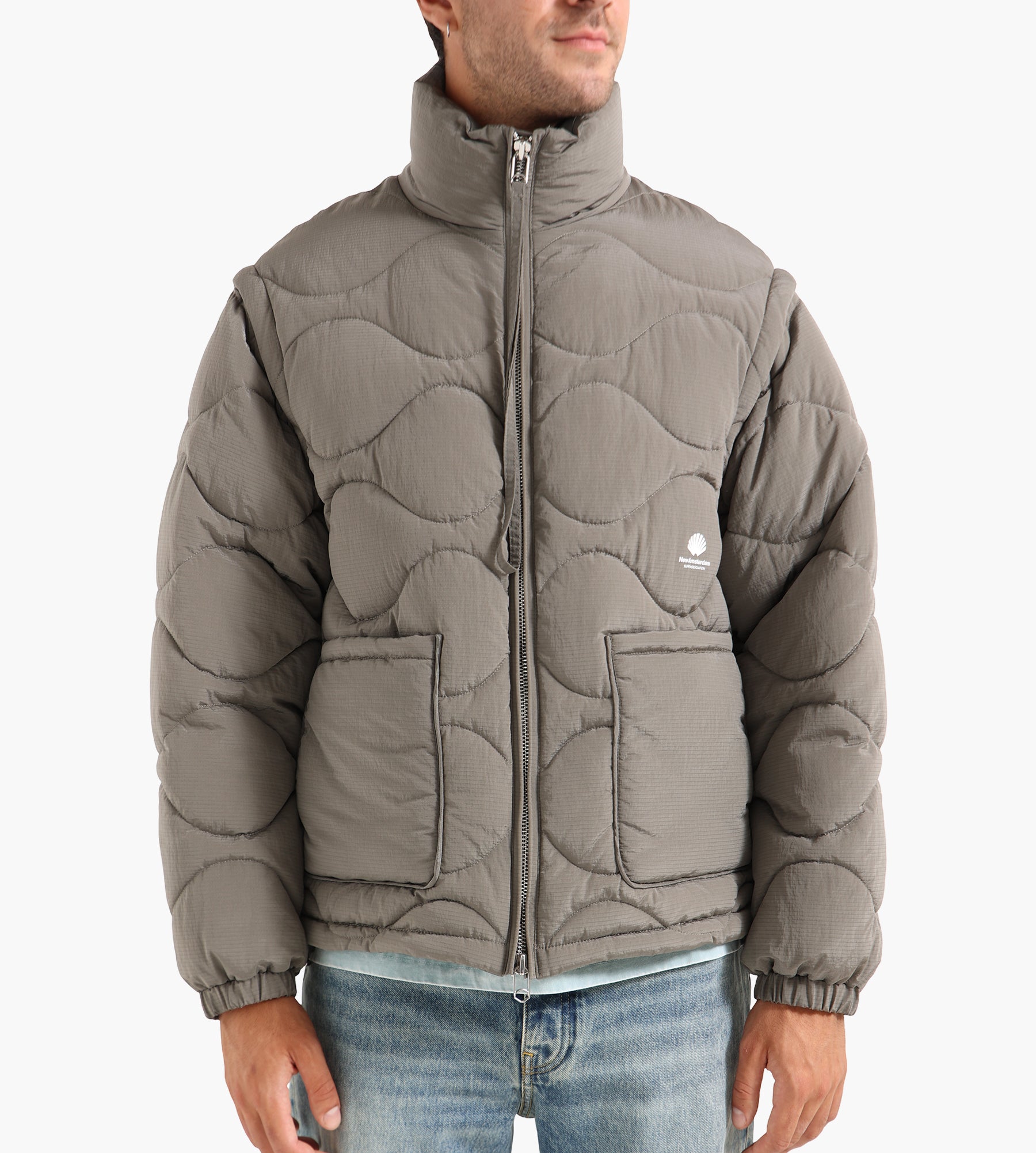 New Amsterdam Surf Association Detachable Jacket Dark Taupe